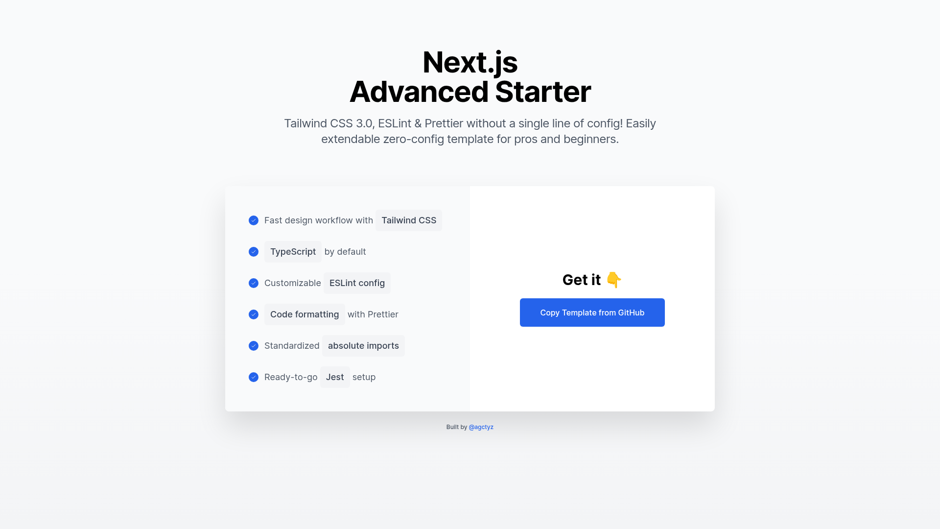 screenshot of Next.js Advanced Starter on template0.com