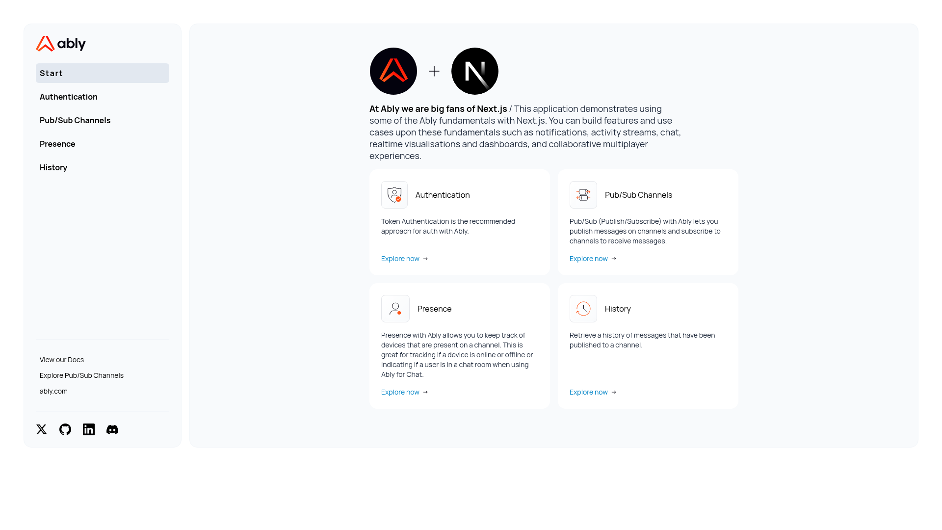 screenshot of Ably Next.js Fundamentals Starter Kit on template0.com