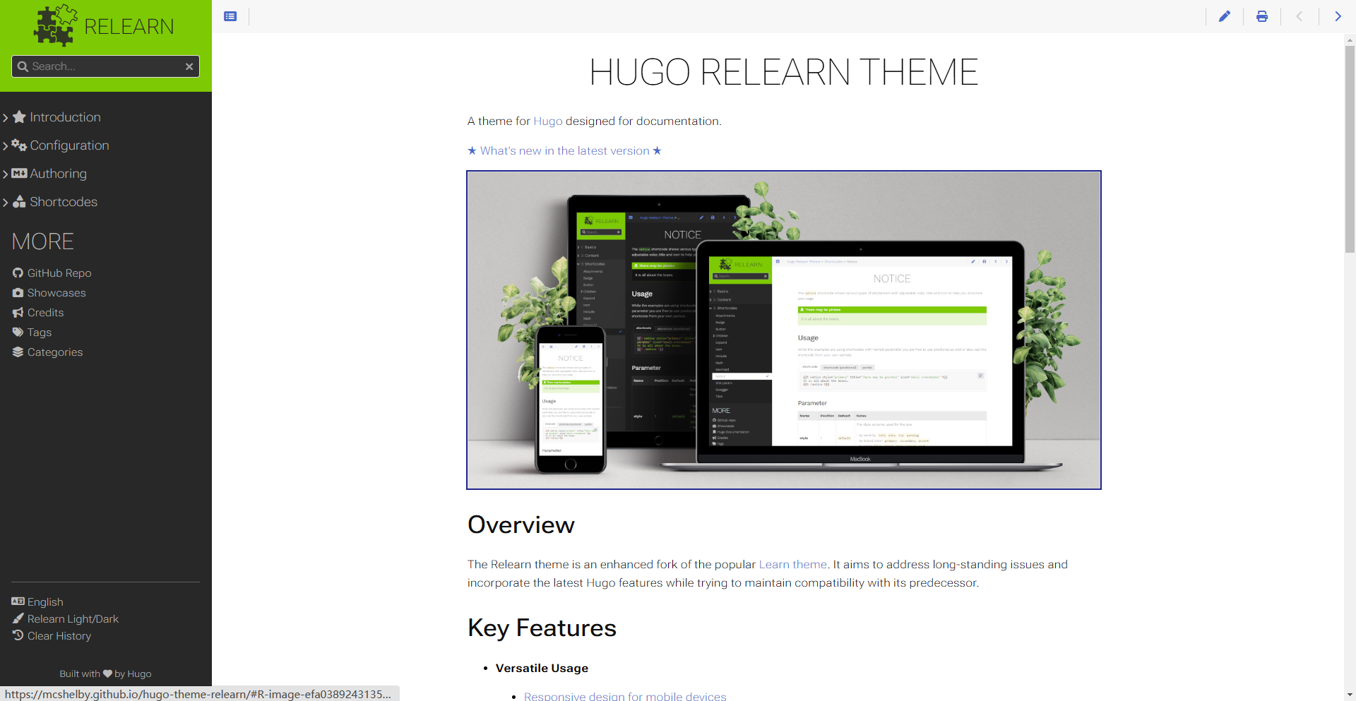 Hugo Relearn Theme preview