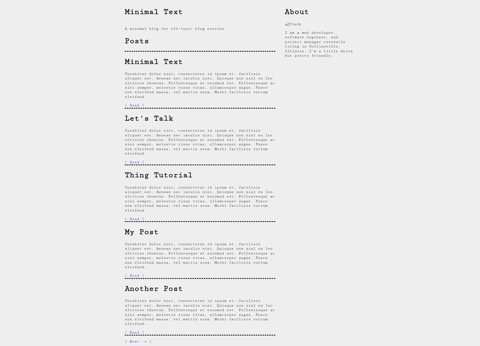 screenshot of Minimal Text on template0.com