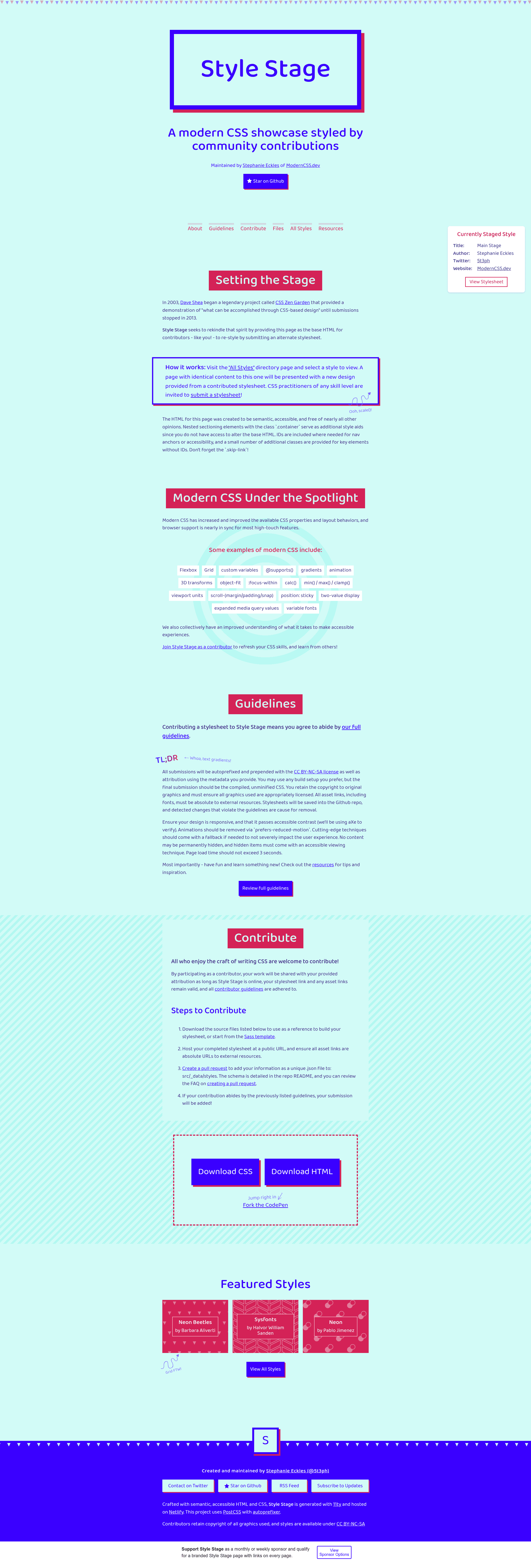 screenshot of Style Stage on template0.com