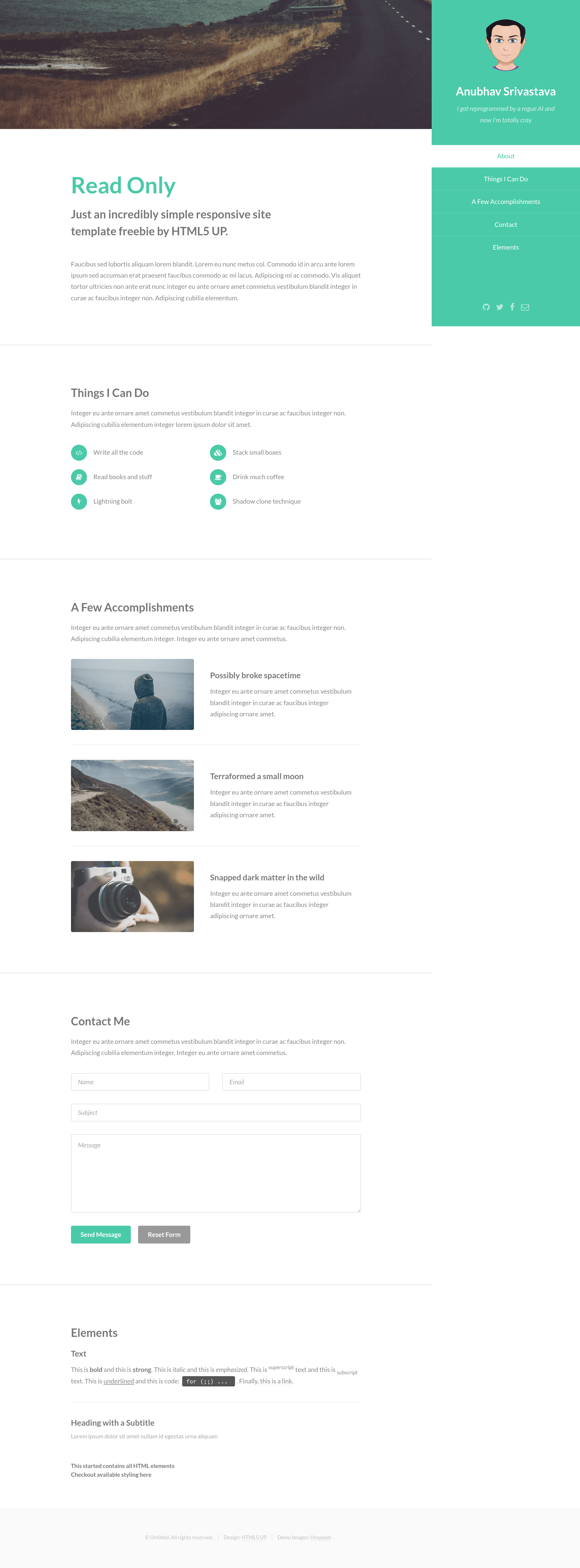 screenshot of Gatsby Starter Readonly on template0.com