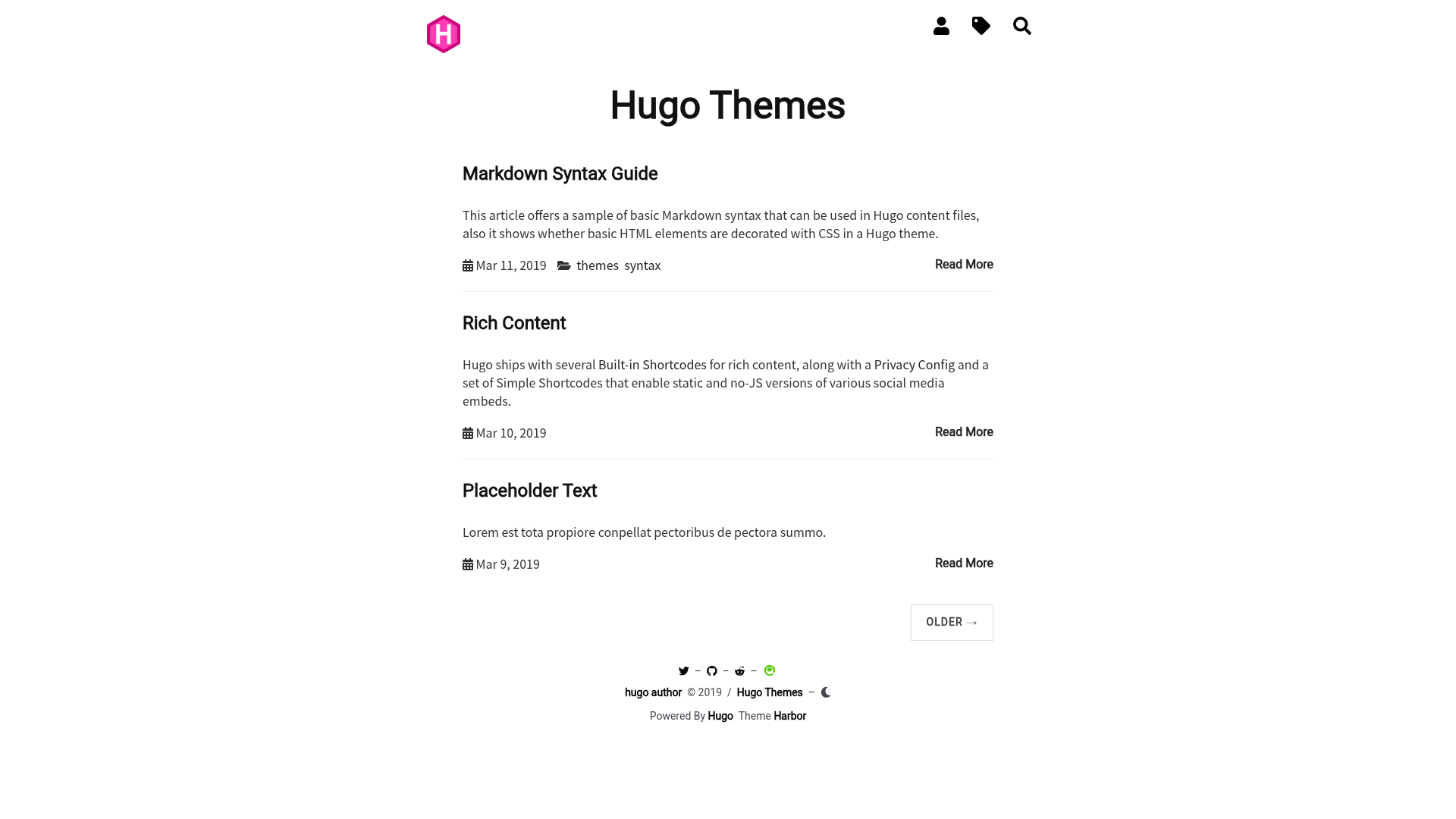 screenshot of Harbor on template0.com