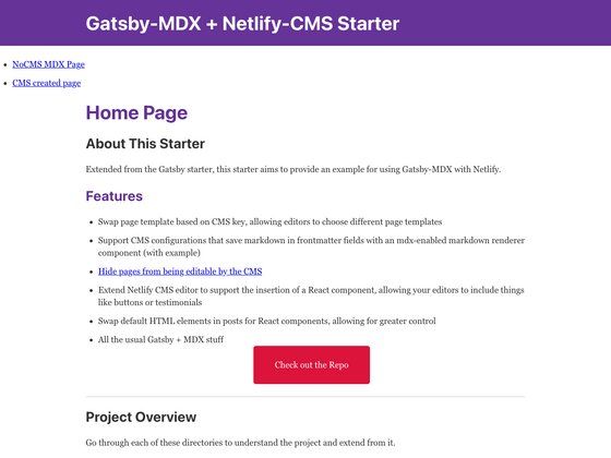 Image for Gatsby MDX Netlify CMS Starter on template0.com Image for Gatsby MDX Netlify CMS Starter on template0.com