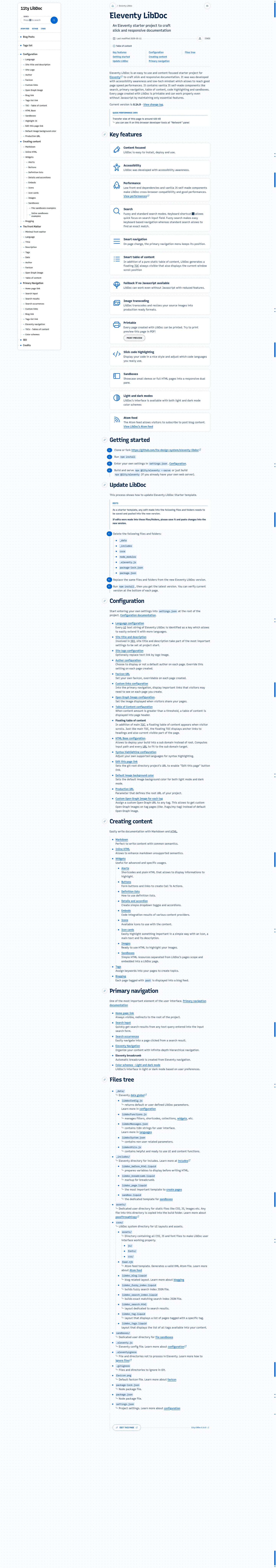 screenshot of Eleventy LibDoc on template0.com