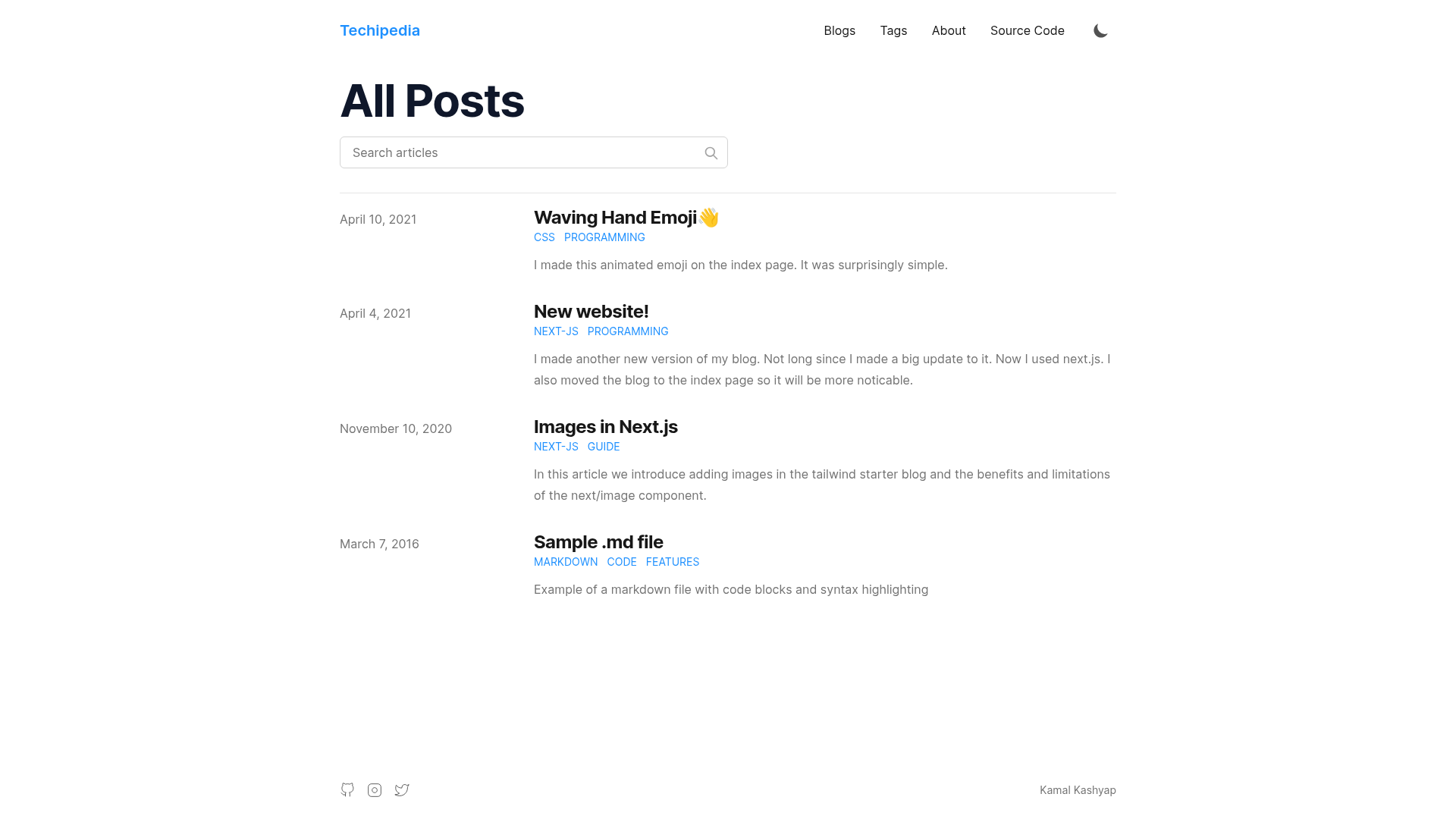screenshot of Techipedia on template0.com