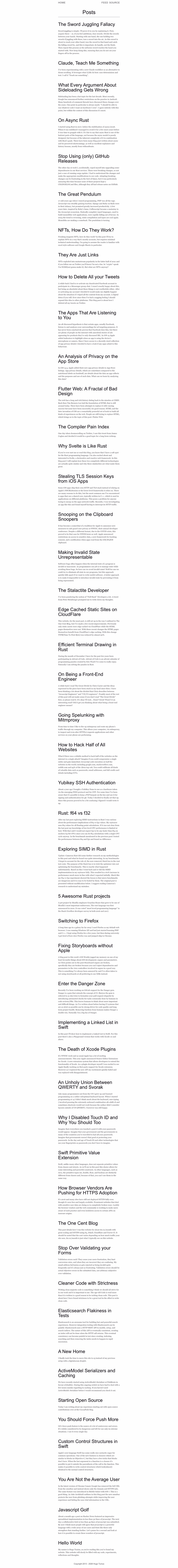 screenshot of Hugotunius.se on template0.com