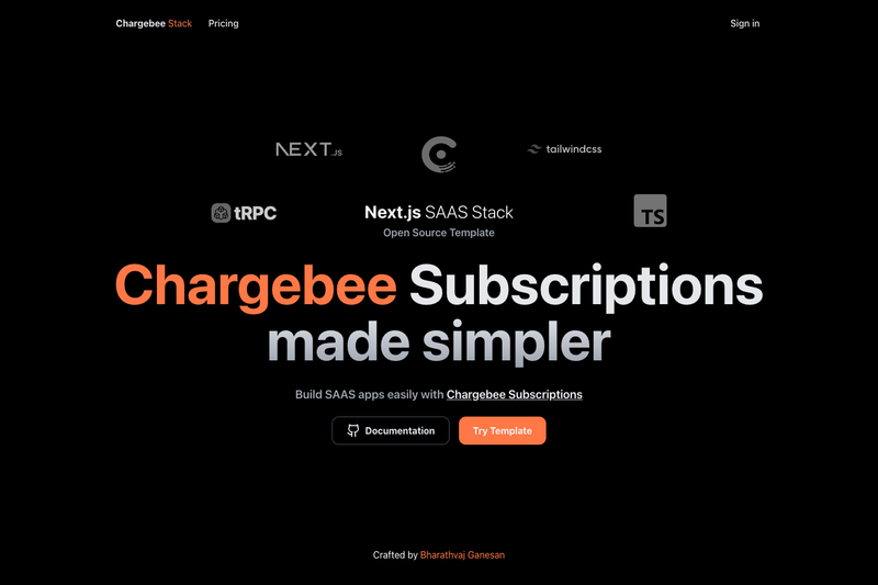 Image for Chargebee Subscription SaaS Starter on template0.com
