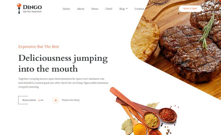 Image for Dingo - Free Bootstrap 4 HTML5 Restaurant Website Template on template0.com Image for Dingo - Free Bootstrap 4 HTML5 Restaurant Website Template on template0.com