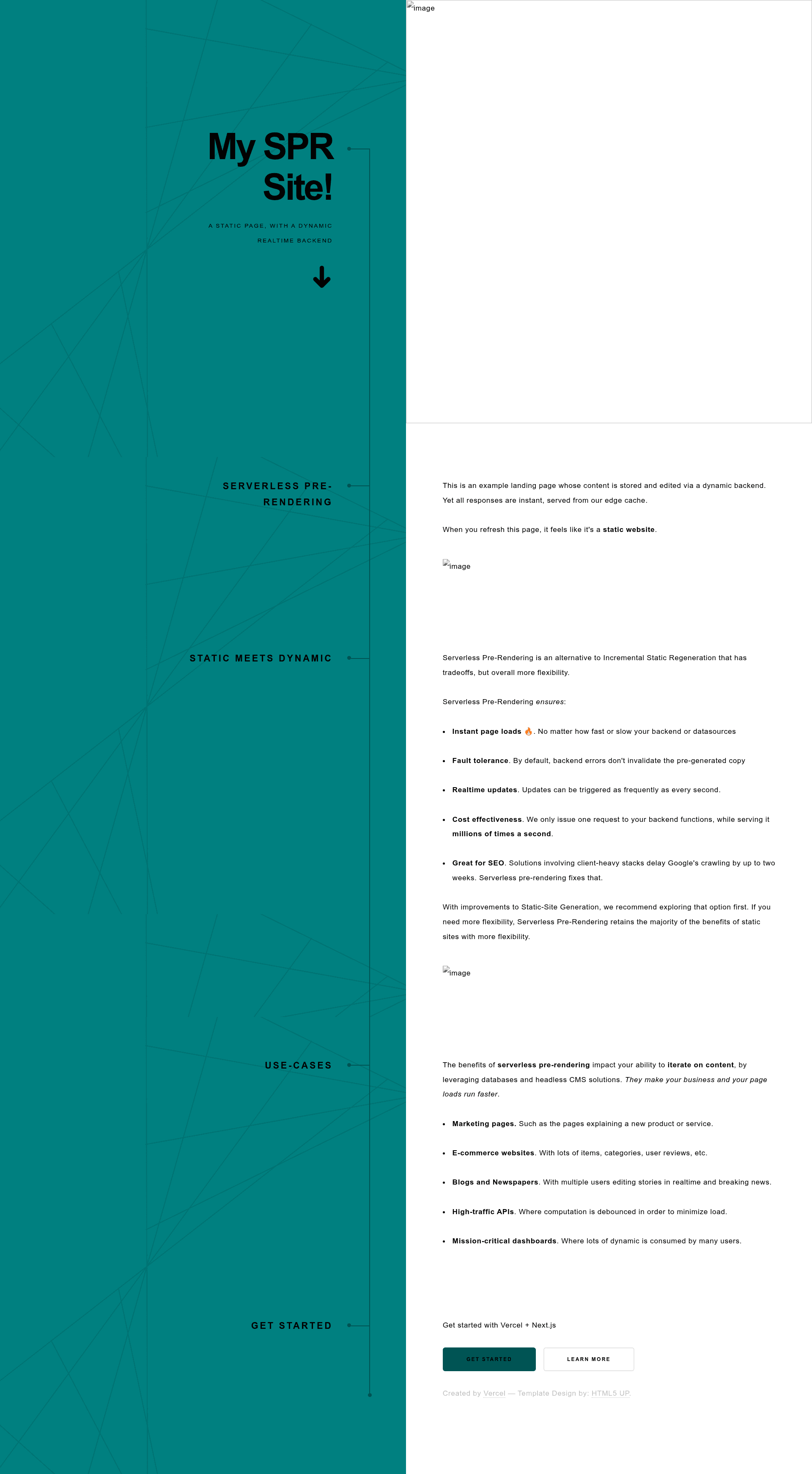screenshot of Serverless Pre-Rendering Demo on template0.com