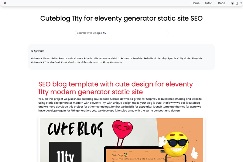 Image for Cuteblog11ty on template0.com