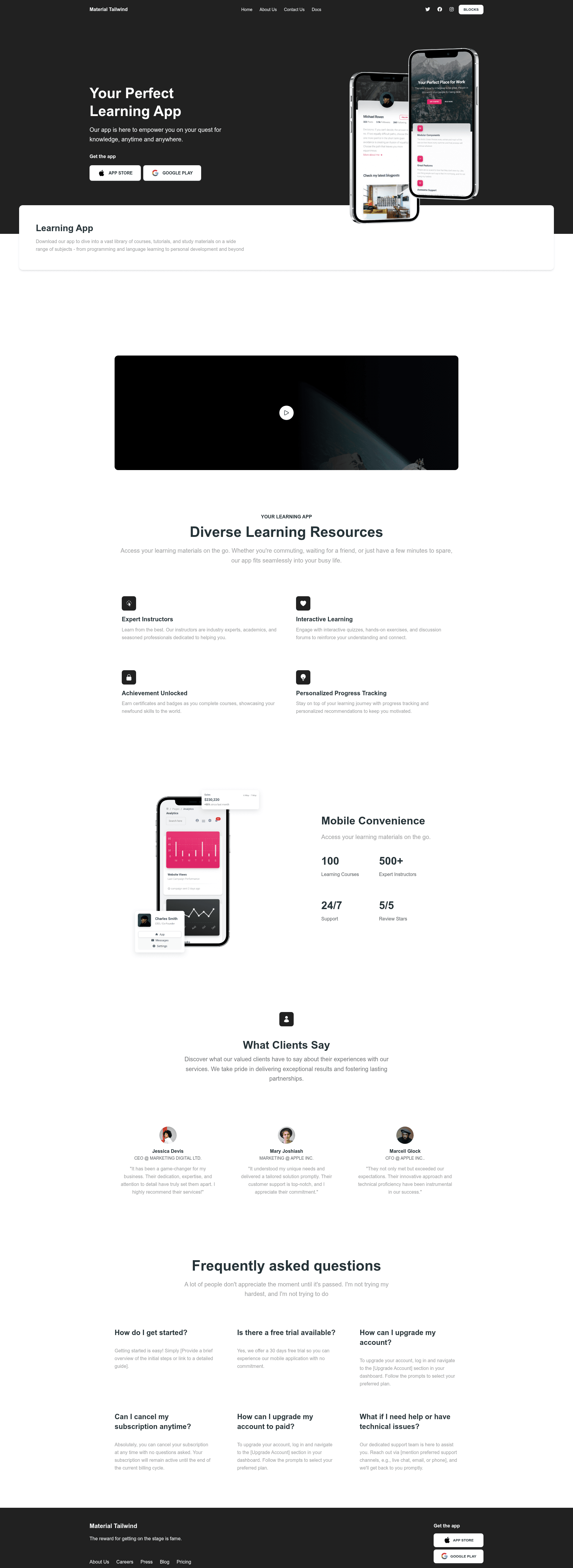 screenshot of AppLandingPage on template0.com