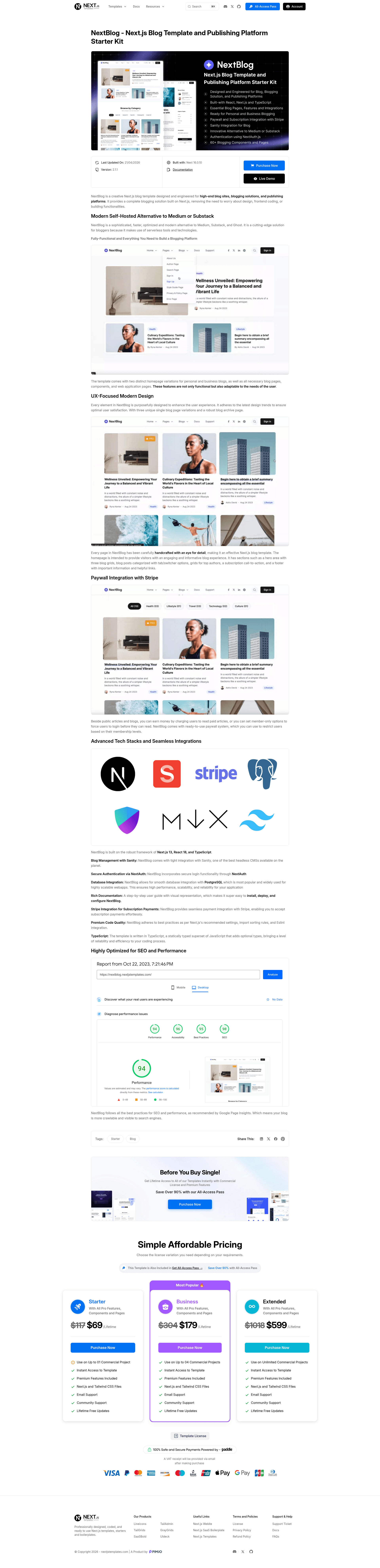 screenshot of NextBlog on template0.com
