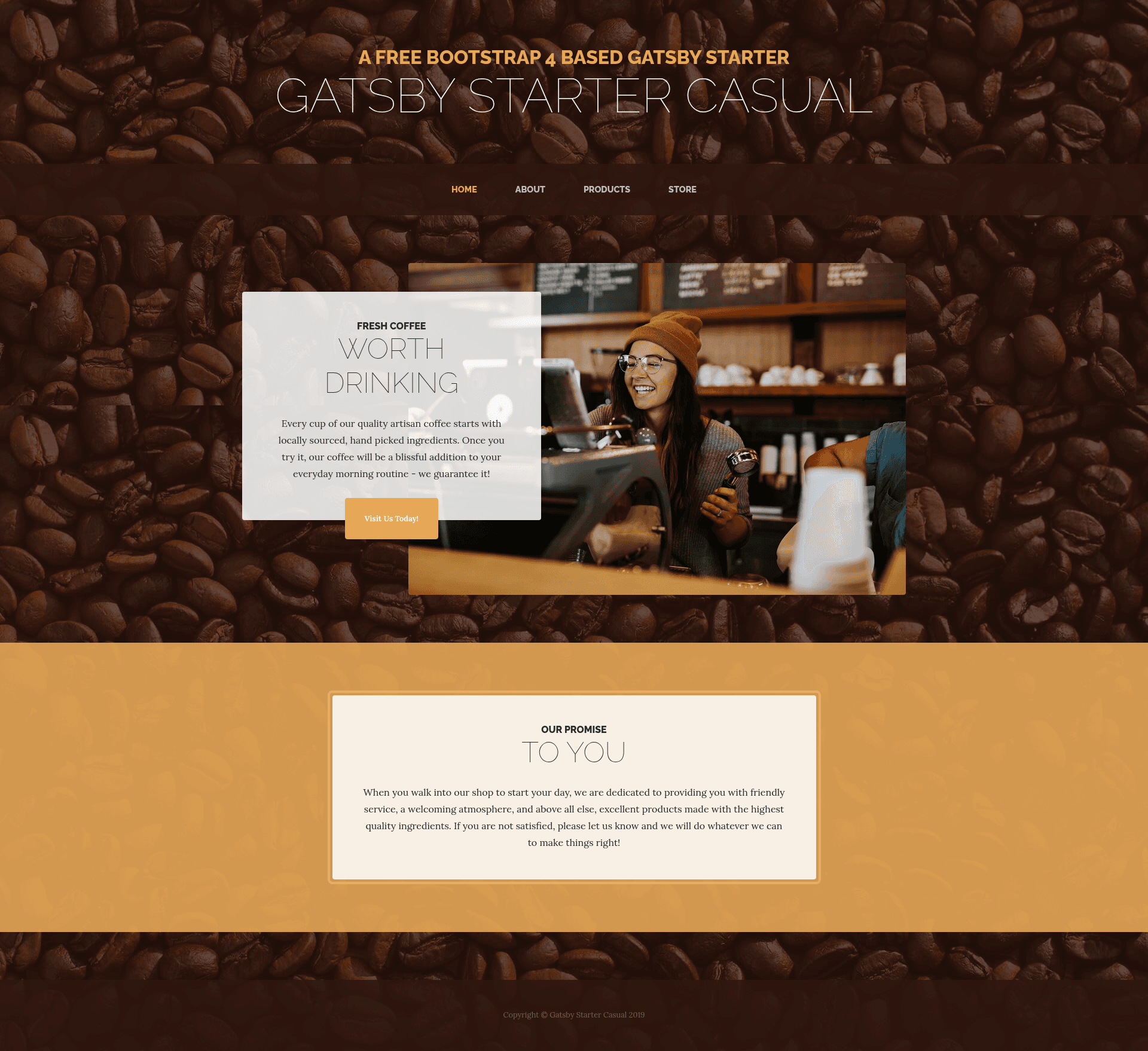 screenshot of Gatsby Starter Casual on template0.com