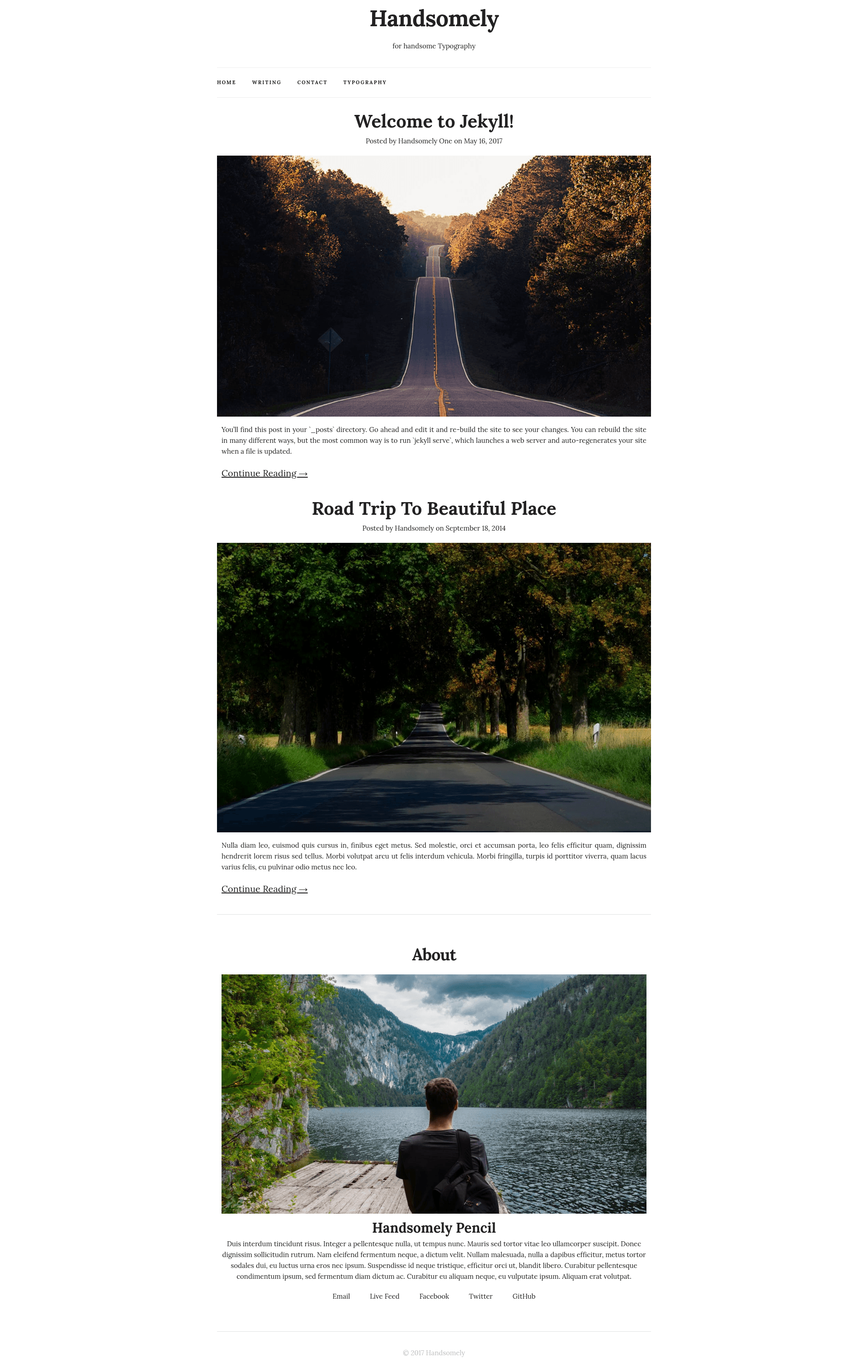 screenshot of Handsomely Jekyll Theme on template0.com