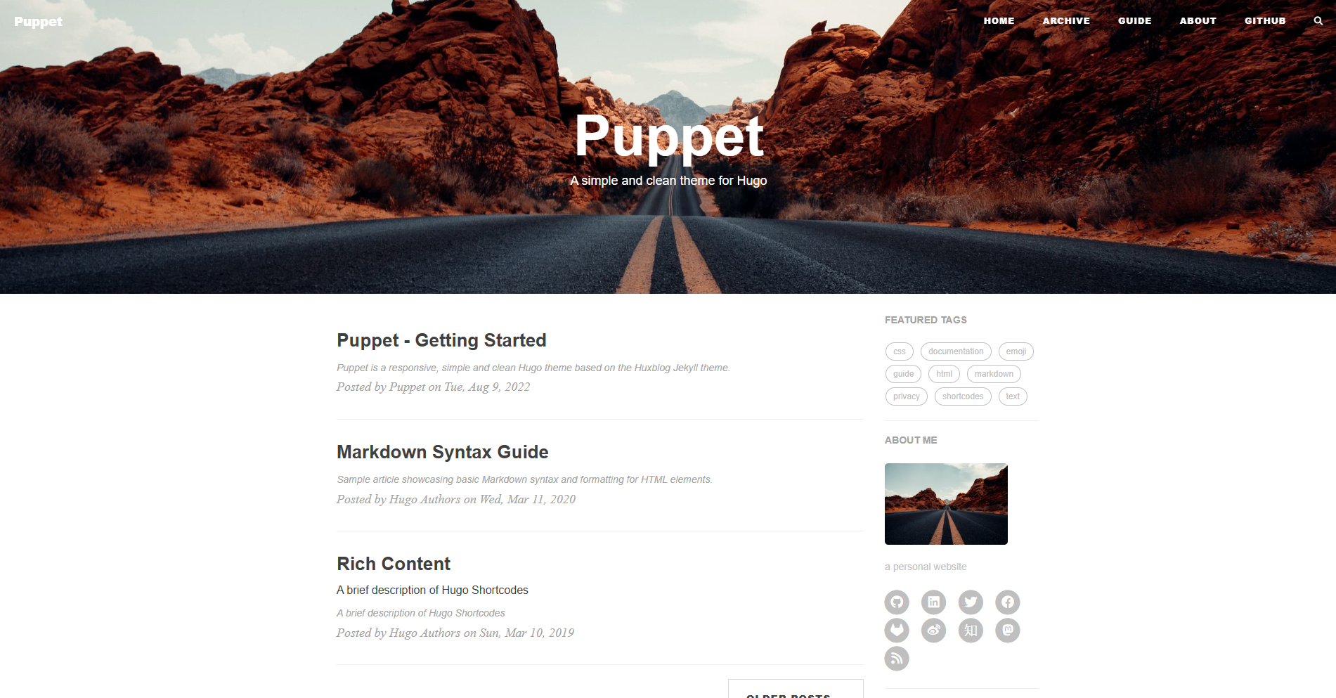 Hugo Theme Puppet preview