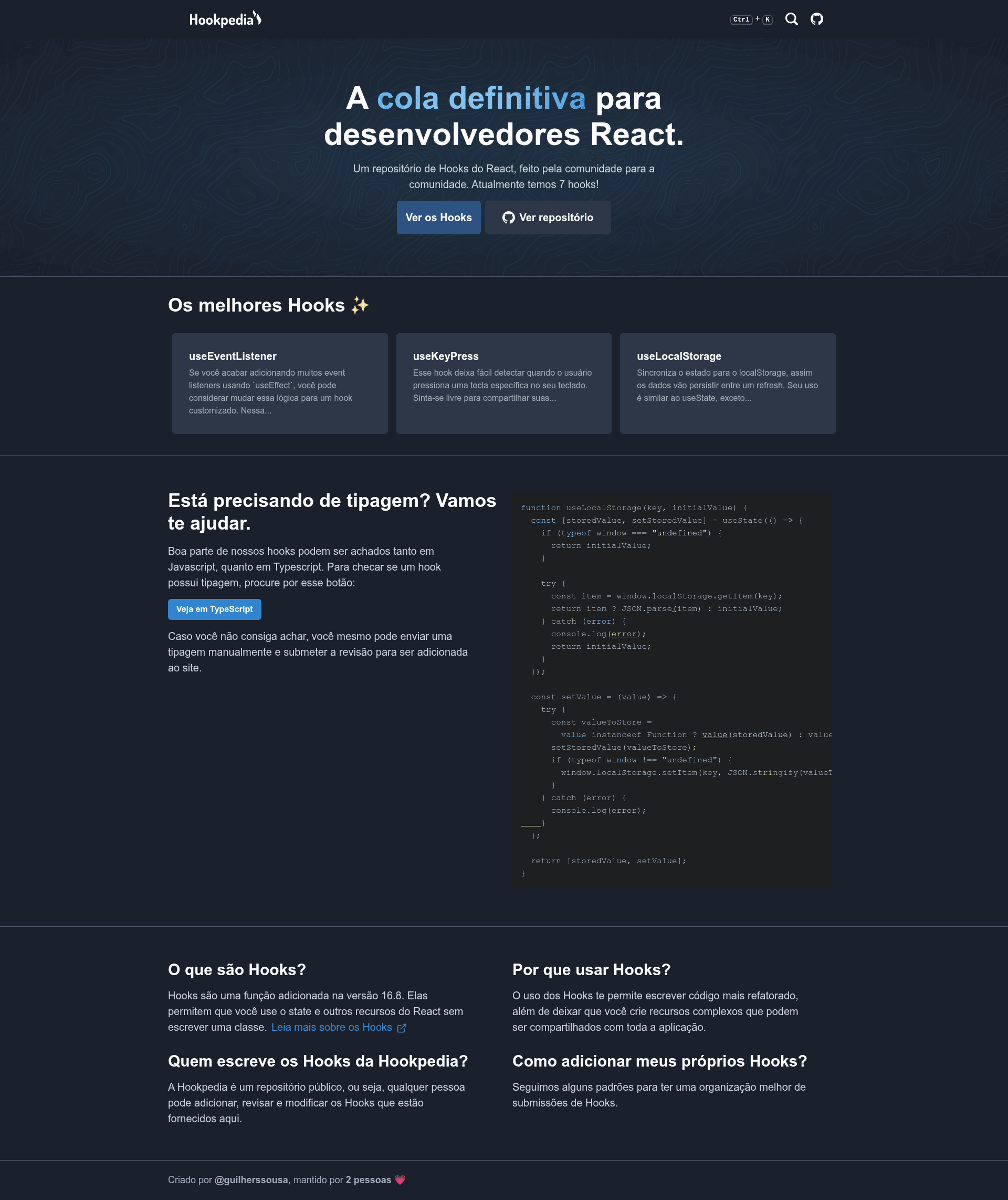 screenshot of Hookpedia on template0.com