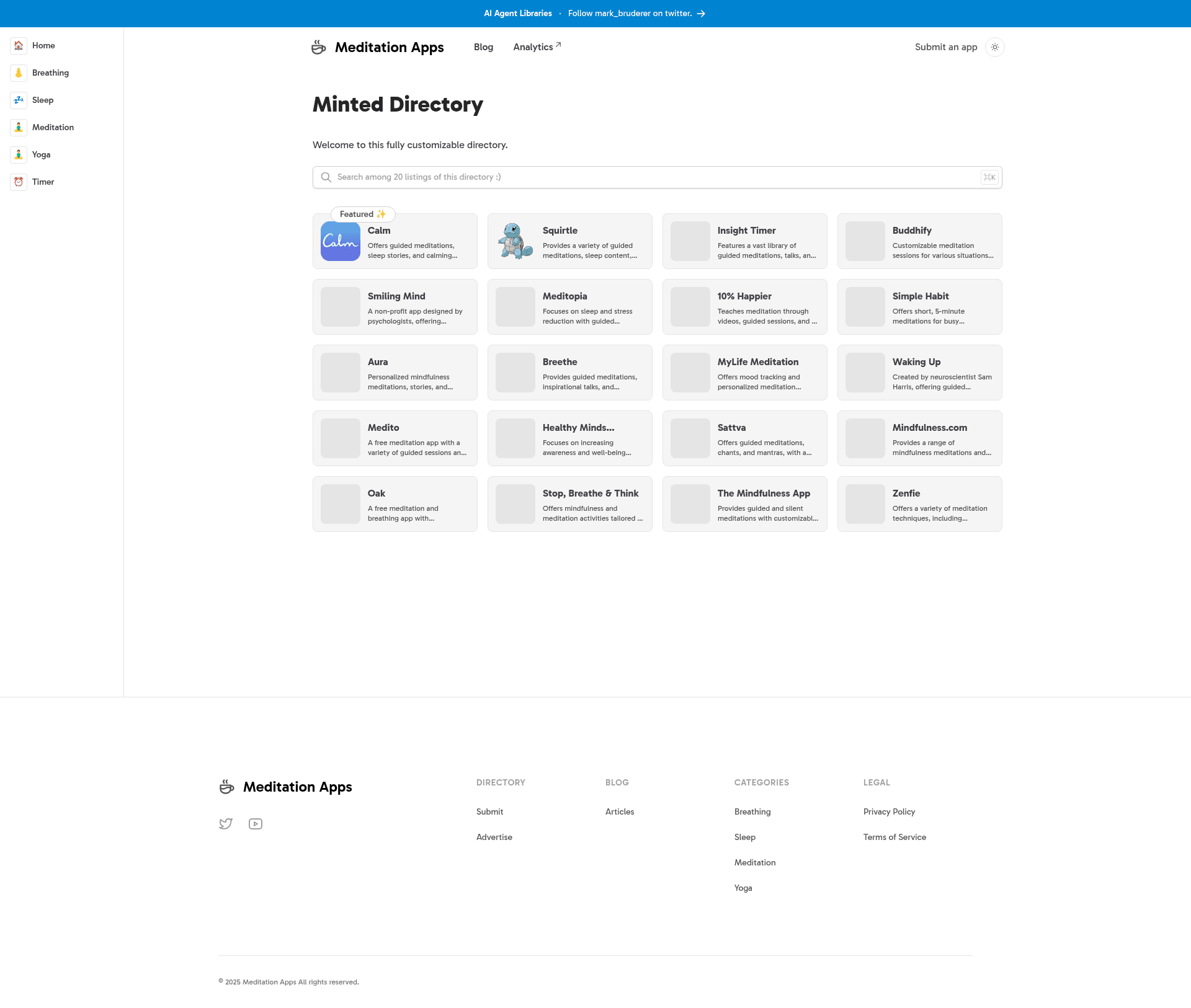 screenshot of Minted Directory Astro on template0.com