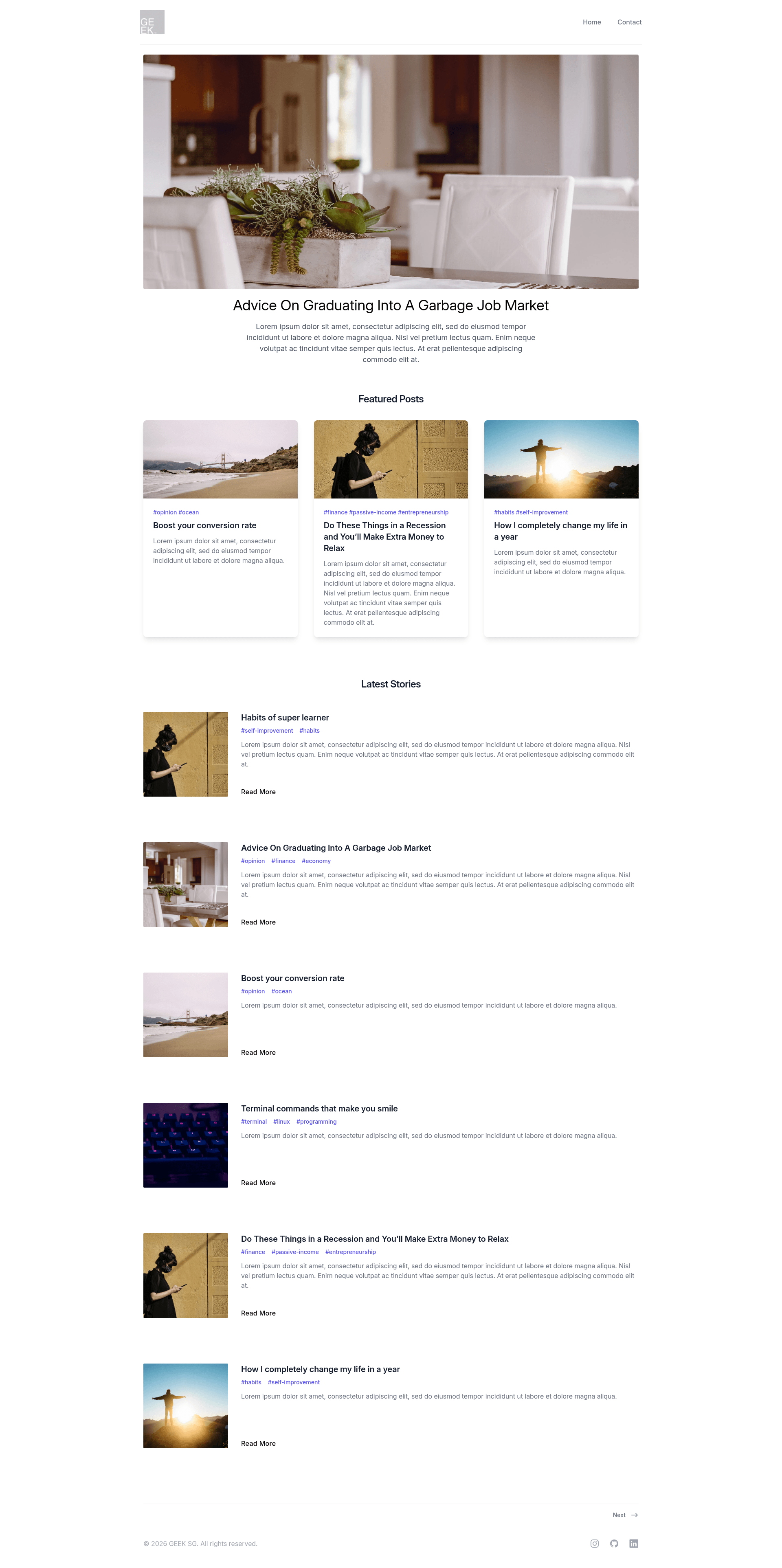 screenshot of Gatsby Blog on template0.com