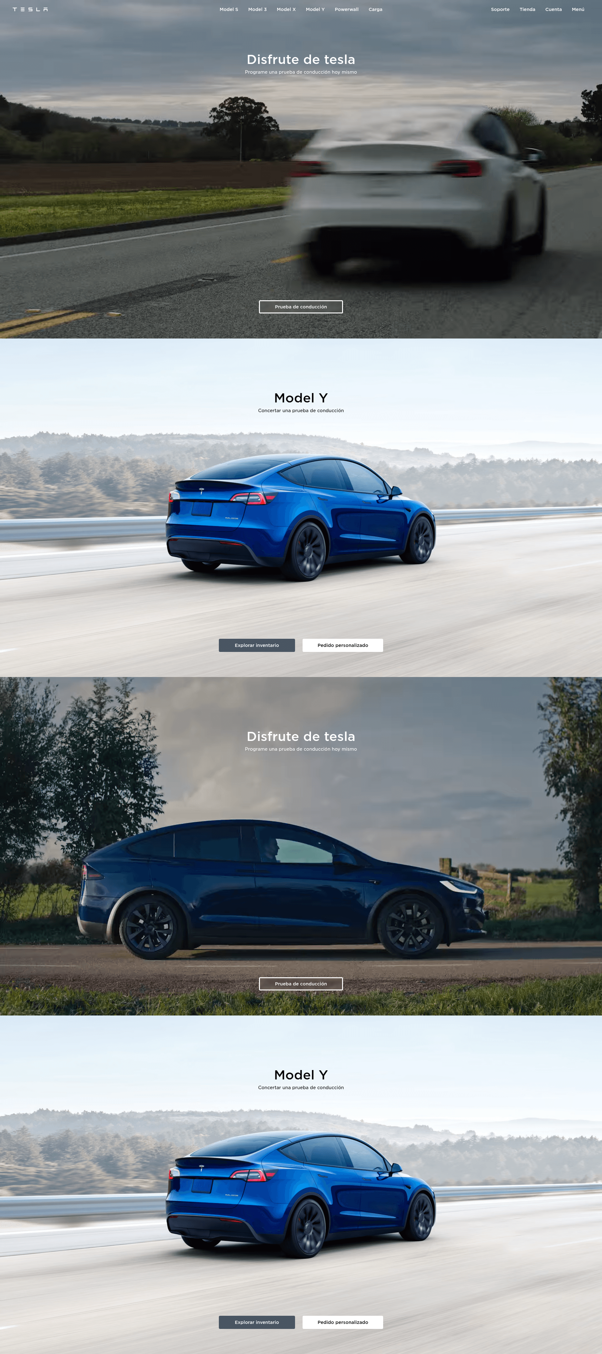 screenshot of Landing Tesla on template0.com