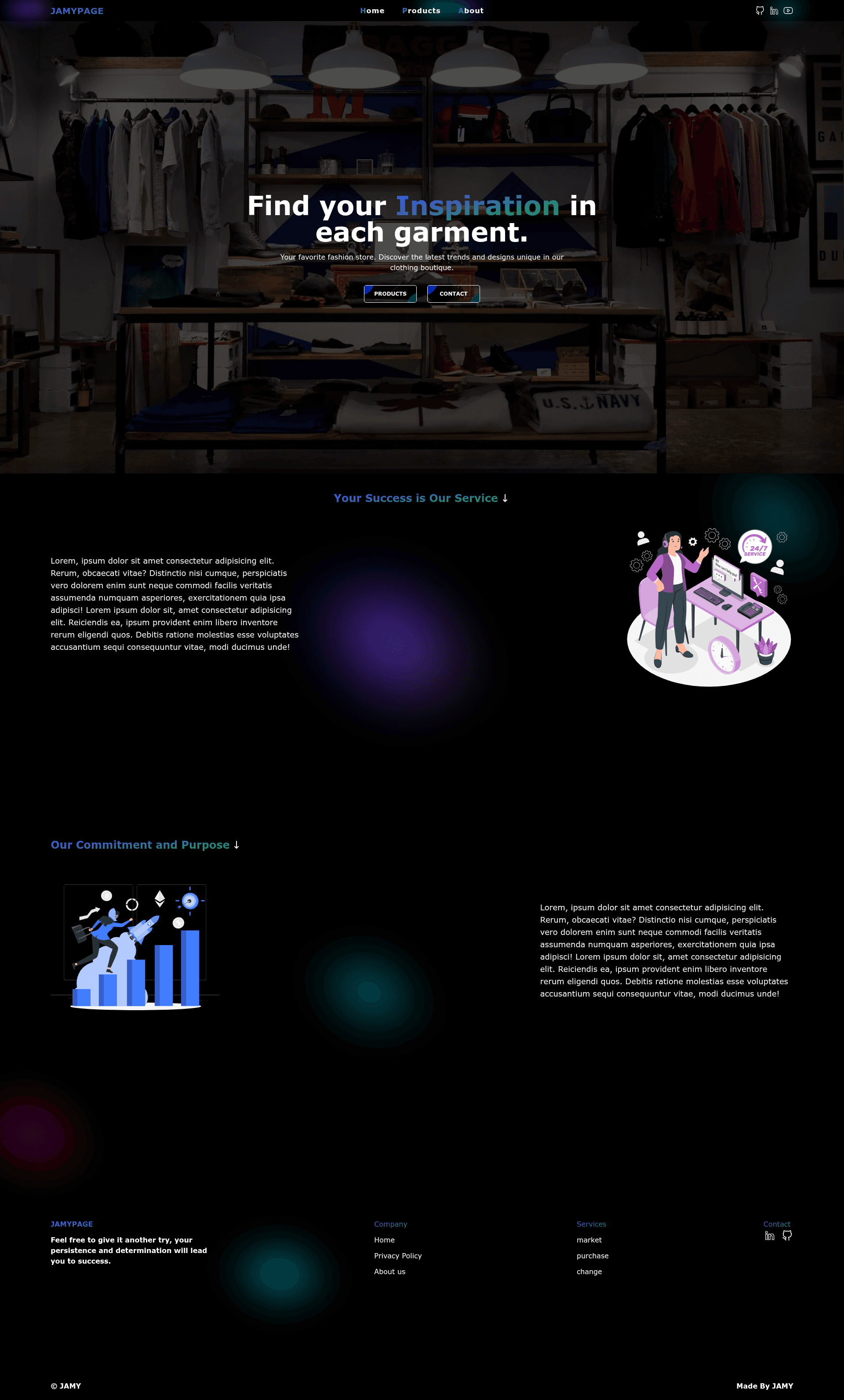 screenshot of Jamy Page on template0.com
