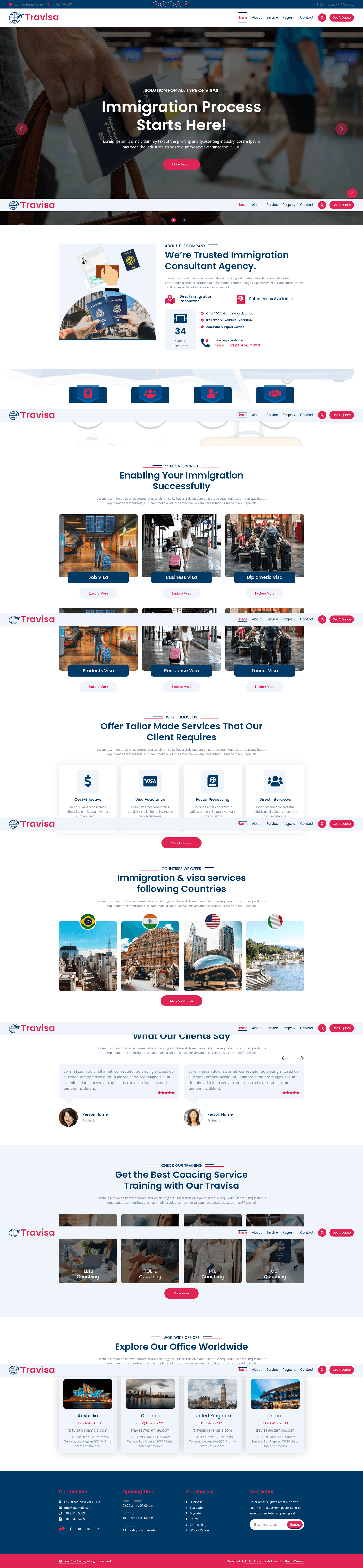 screenshot of Travisa - Free Bootstrap 5 Immigration Agency Website Template on template0.com