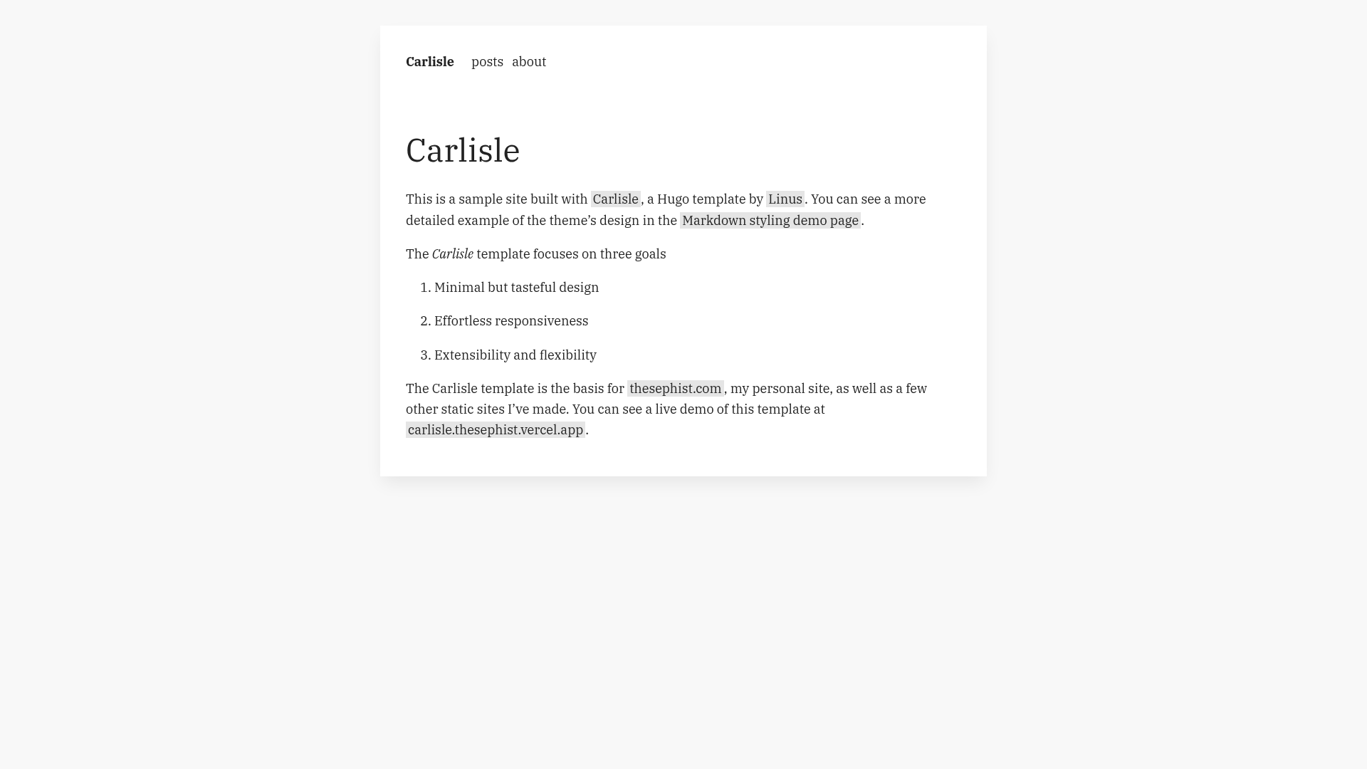 screenshot of Carlisle on template0.com