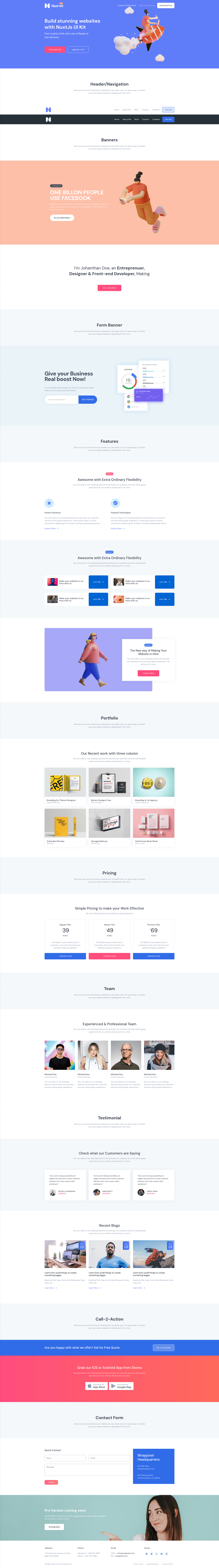 screenshot of Next Kit - Nuxt 3 + Vuetify 3 Free UI Kit on template0.com