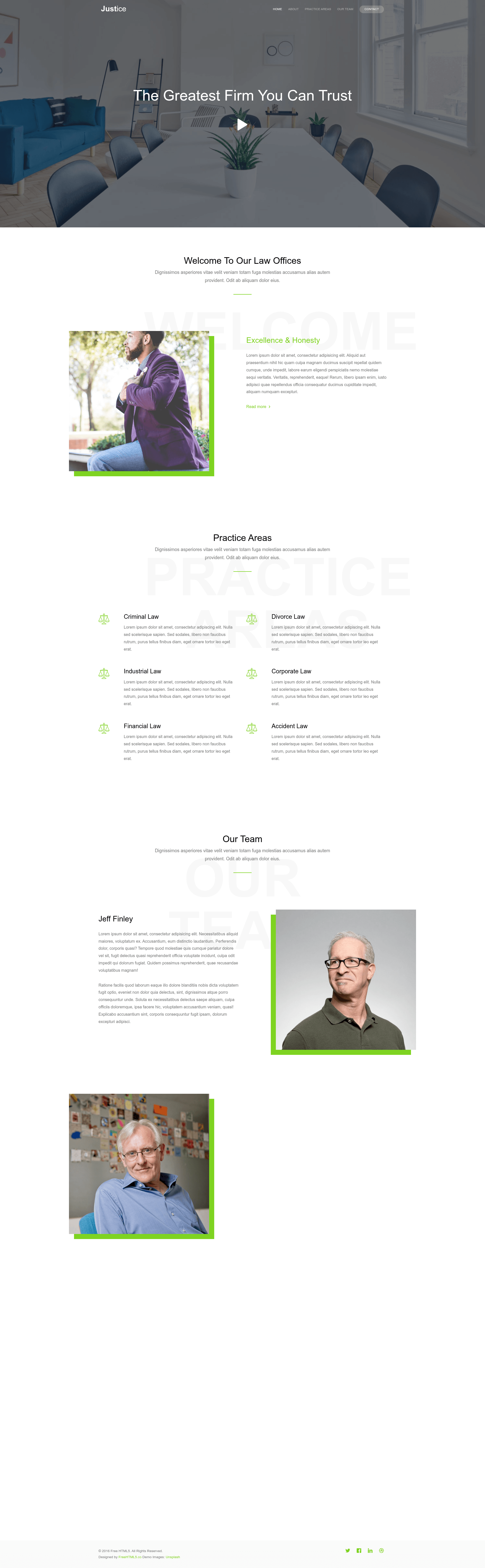 screenshot of Justice – Free One Page HTML5 Template For Agency on template0.com