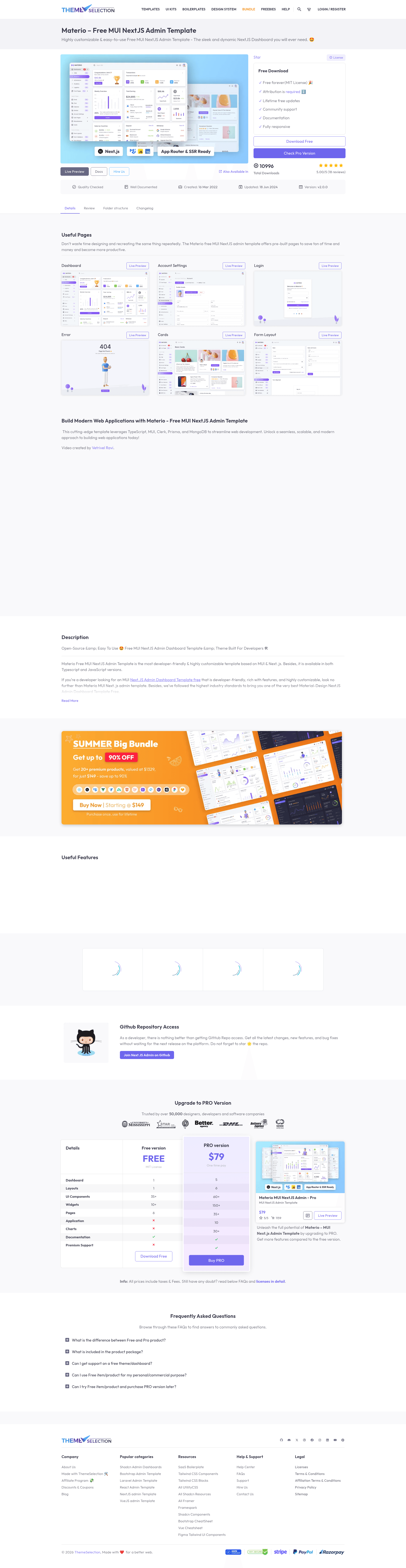 screenshot of Materio - Free MUI NextJS Admin Template on template0.com