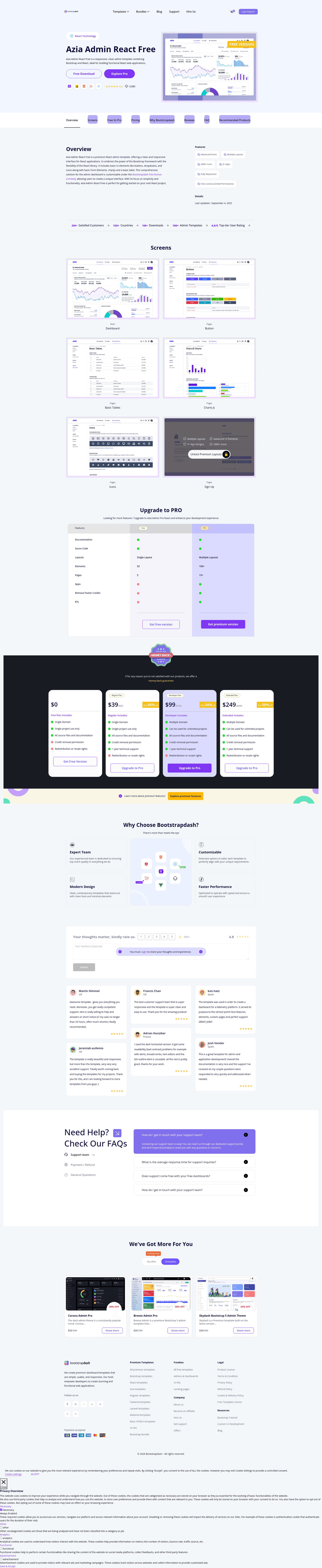 screenshot of Azia Admin React on template0.com