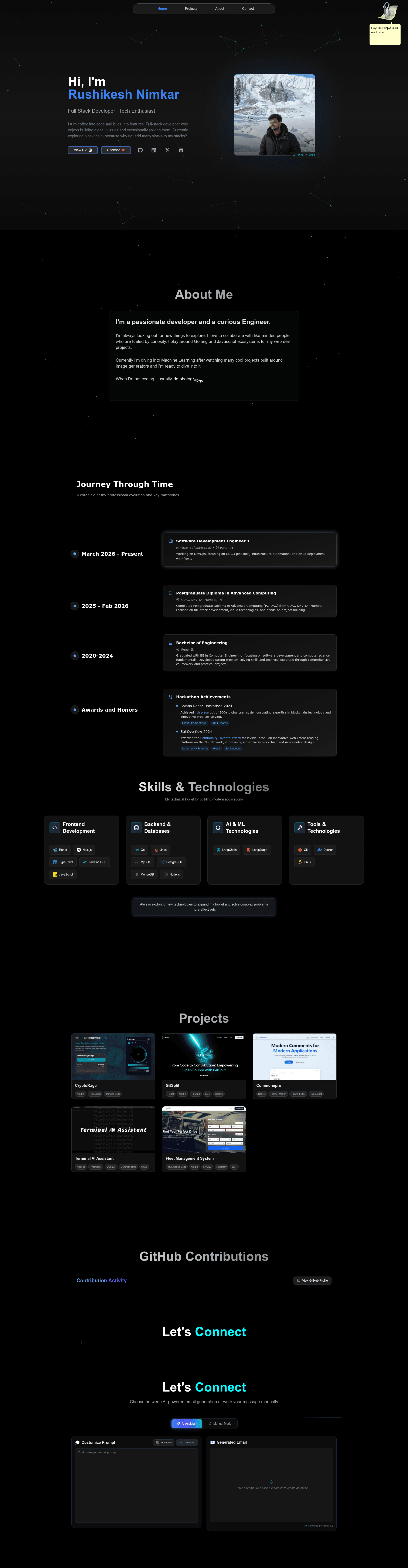 screenshot of Rushikesh Nimkar's Portfolio on template0.com