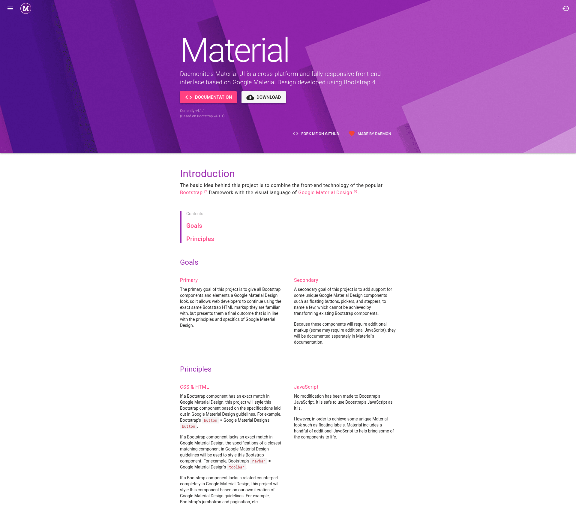 screenshot of Material on template0.com