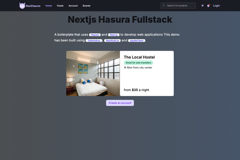 Image for Nextjs Hasura Fullstack on template0.com Image for Nextjs Hasura Fullstack on template0.com