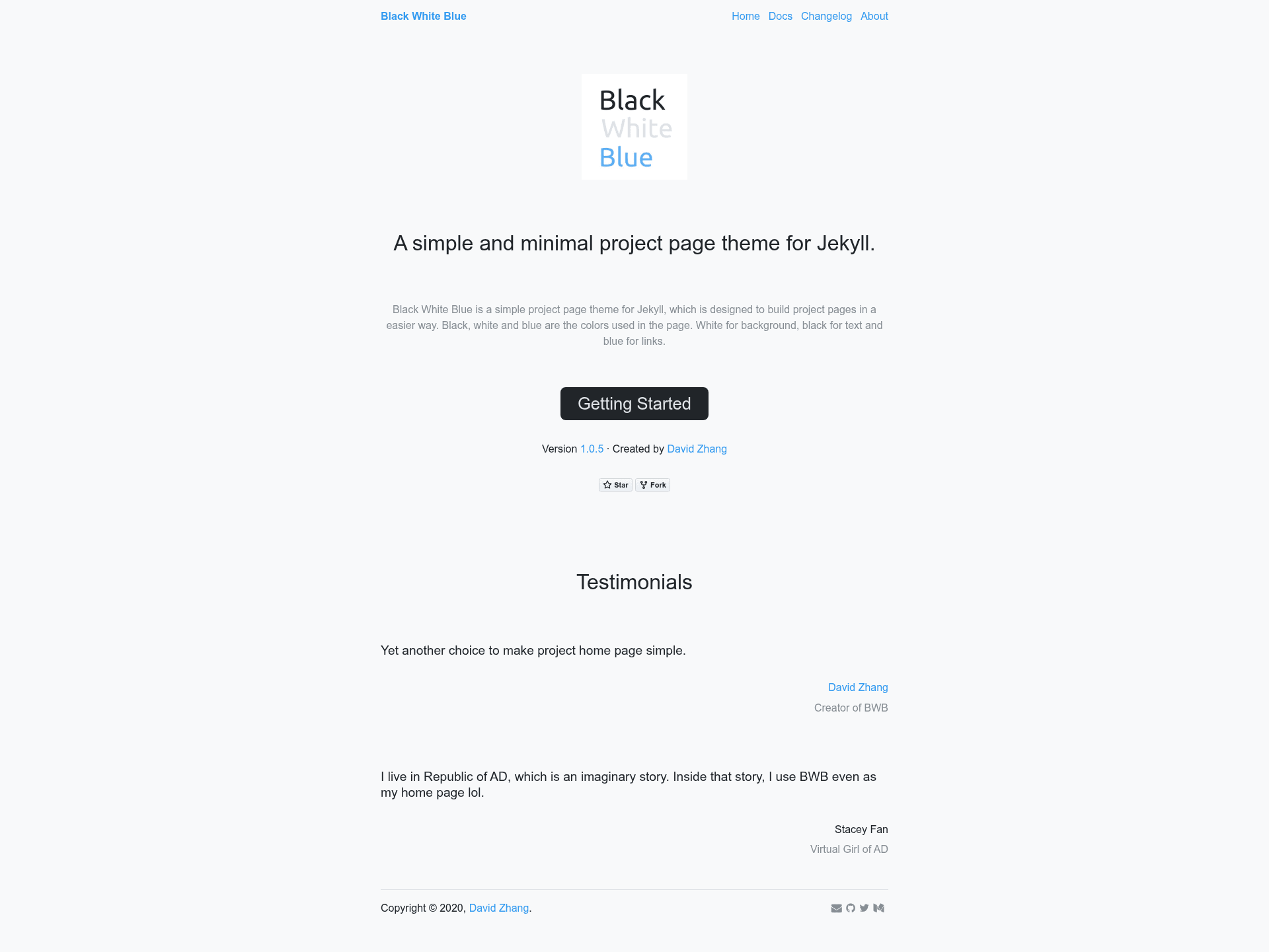 screenshot of Black White Blue on template0.com