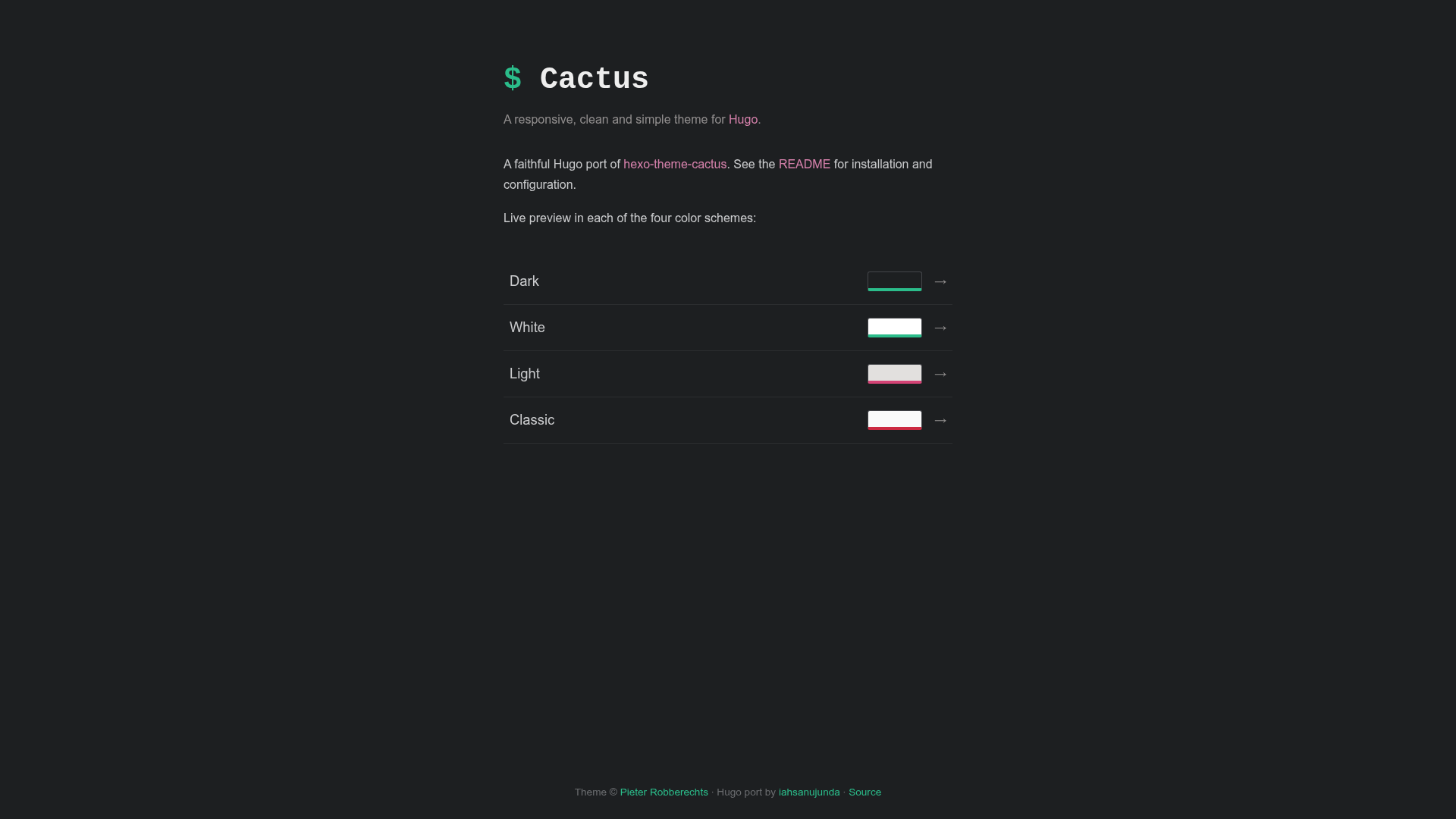 screenshot of Cactus Hugo Theme on template0.com