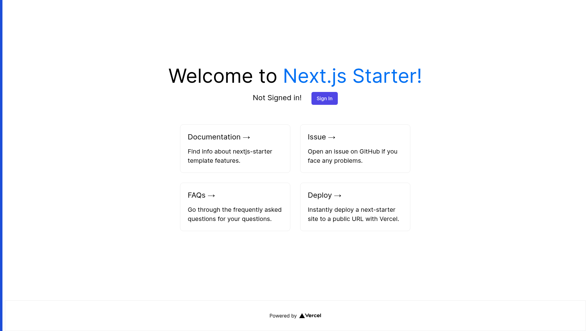 screenshot of nextjs-starter on template0.com
