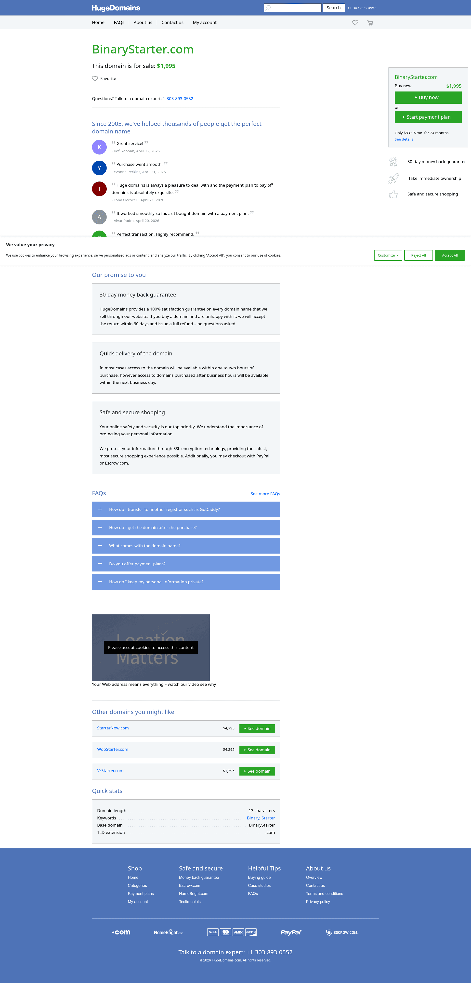 screenshot of Binarystarter Angular on template0.com