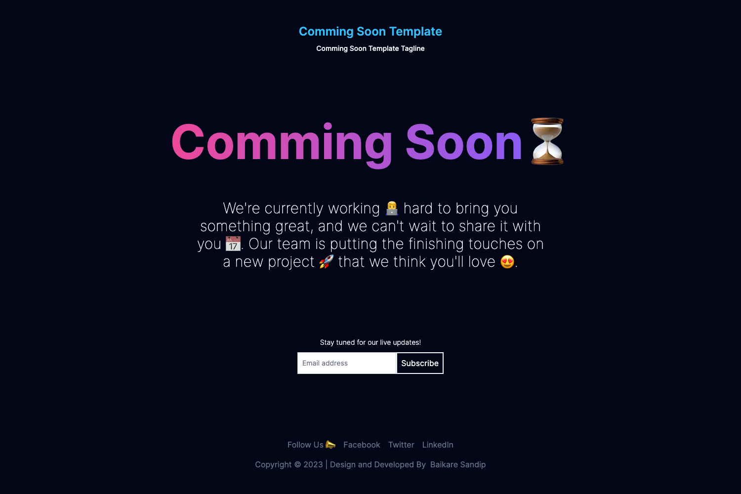 NextJS TailwindCSS Coming Soon Template preview