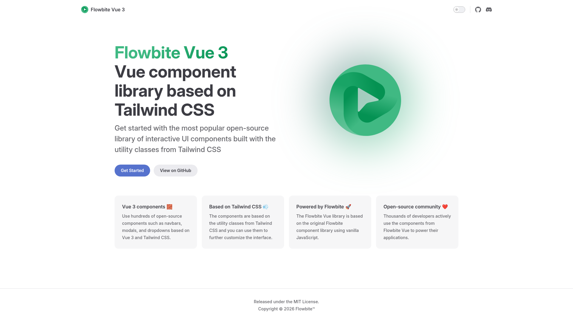 screenshot of flowbite-vue on template0.com