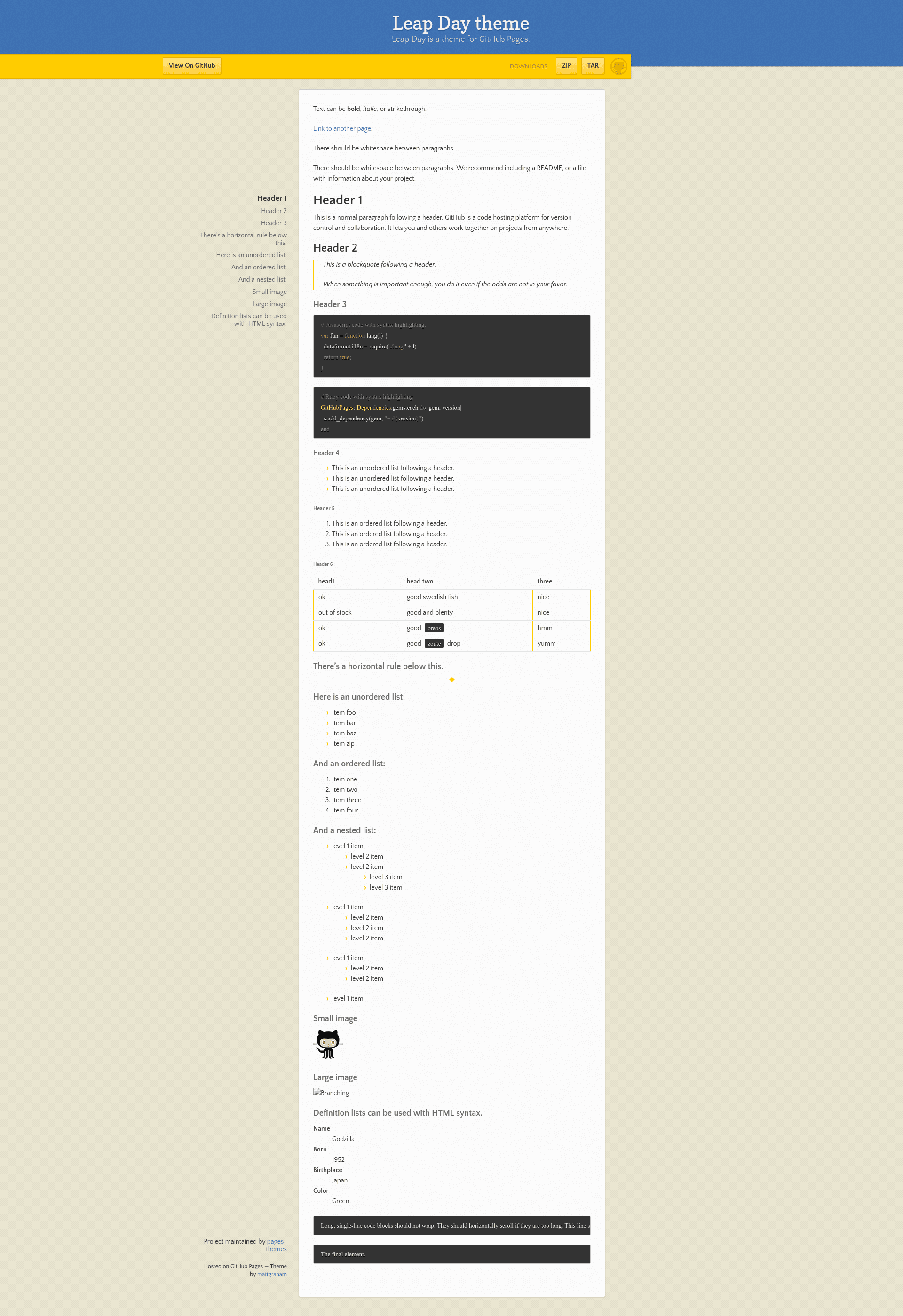 screenshot of Leap Day on template0.com