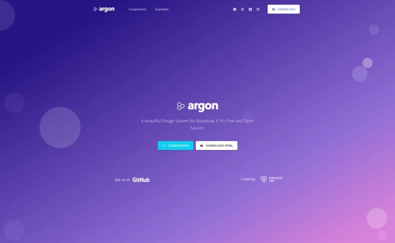 Image for Argon – Free Bootstrap 4 Design System on template0.com