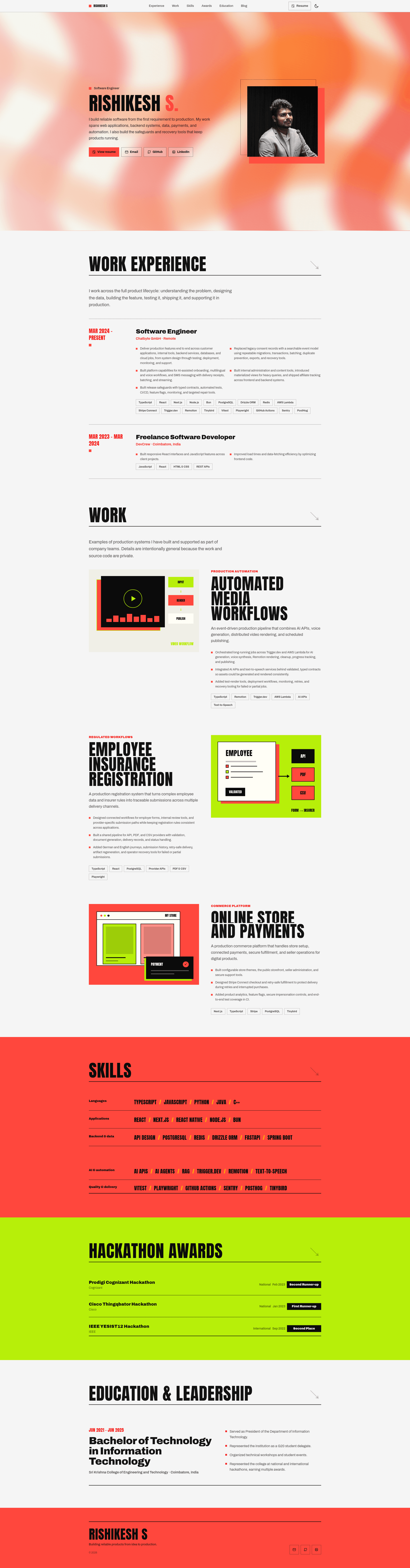 screenshot of Modern Portfolio Template on template0.com