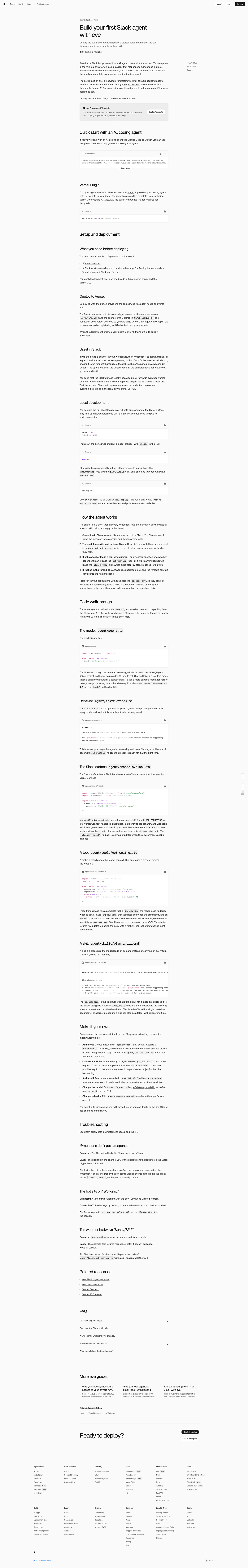 screenshot of eve Slack Agent on template0.com