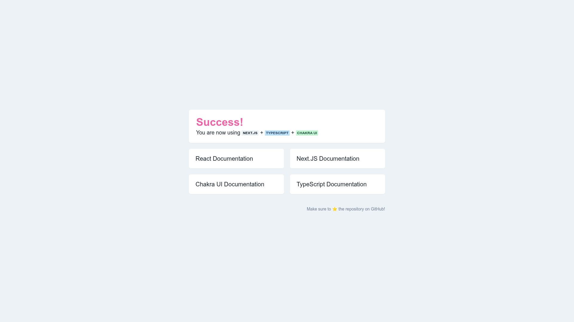 screenshot of Next.js + TypeScript + Chakra on template0.com