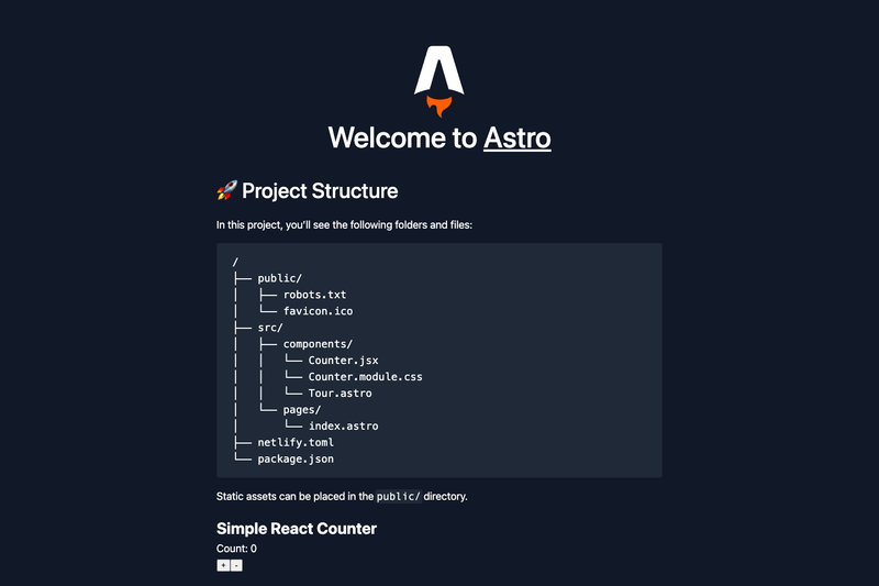 Image for Astro Netlify Starter on template0.com Image for Astro Netlify Starter on template0.com
