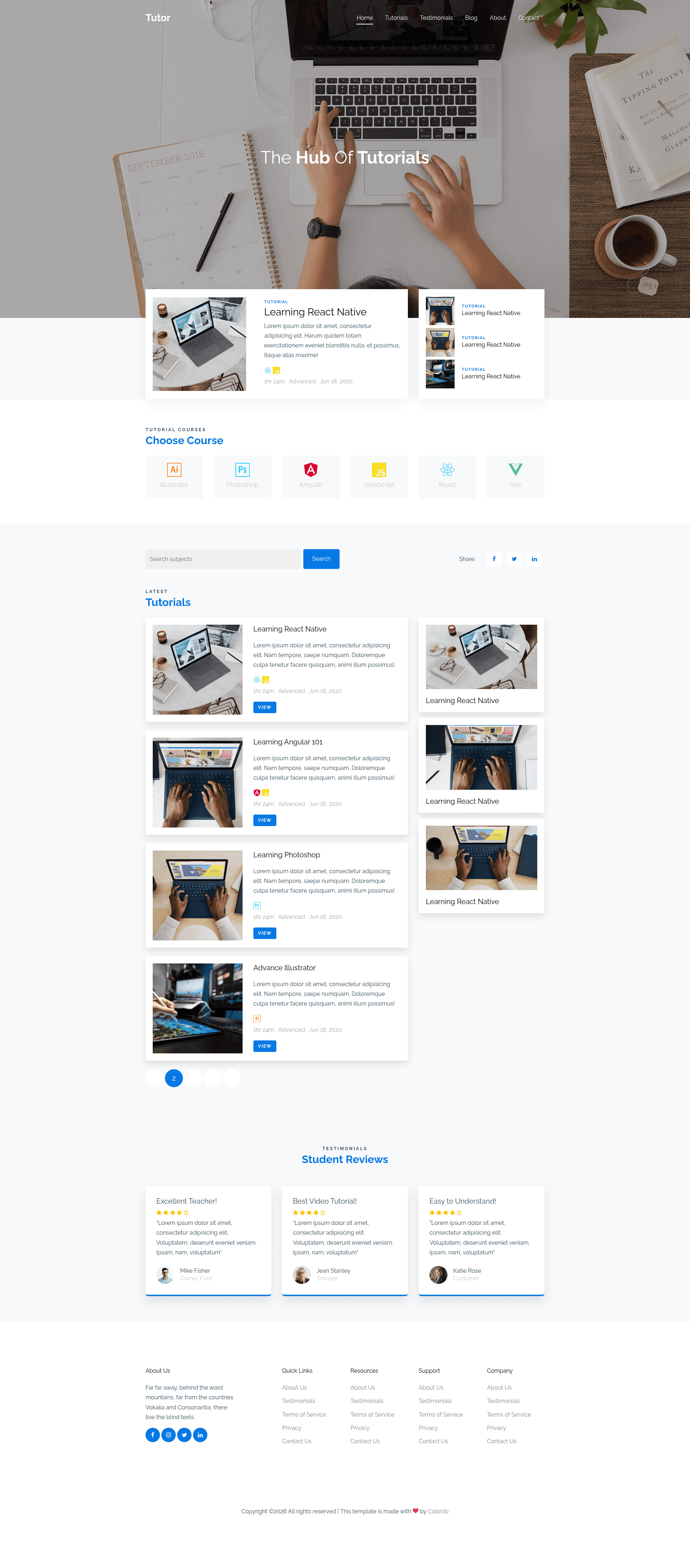 screenshot of Tutor on template0.com