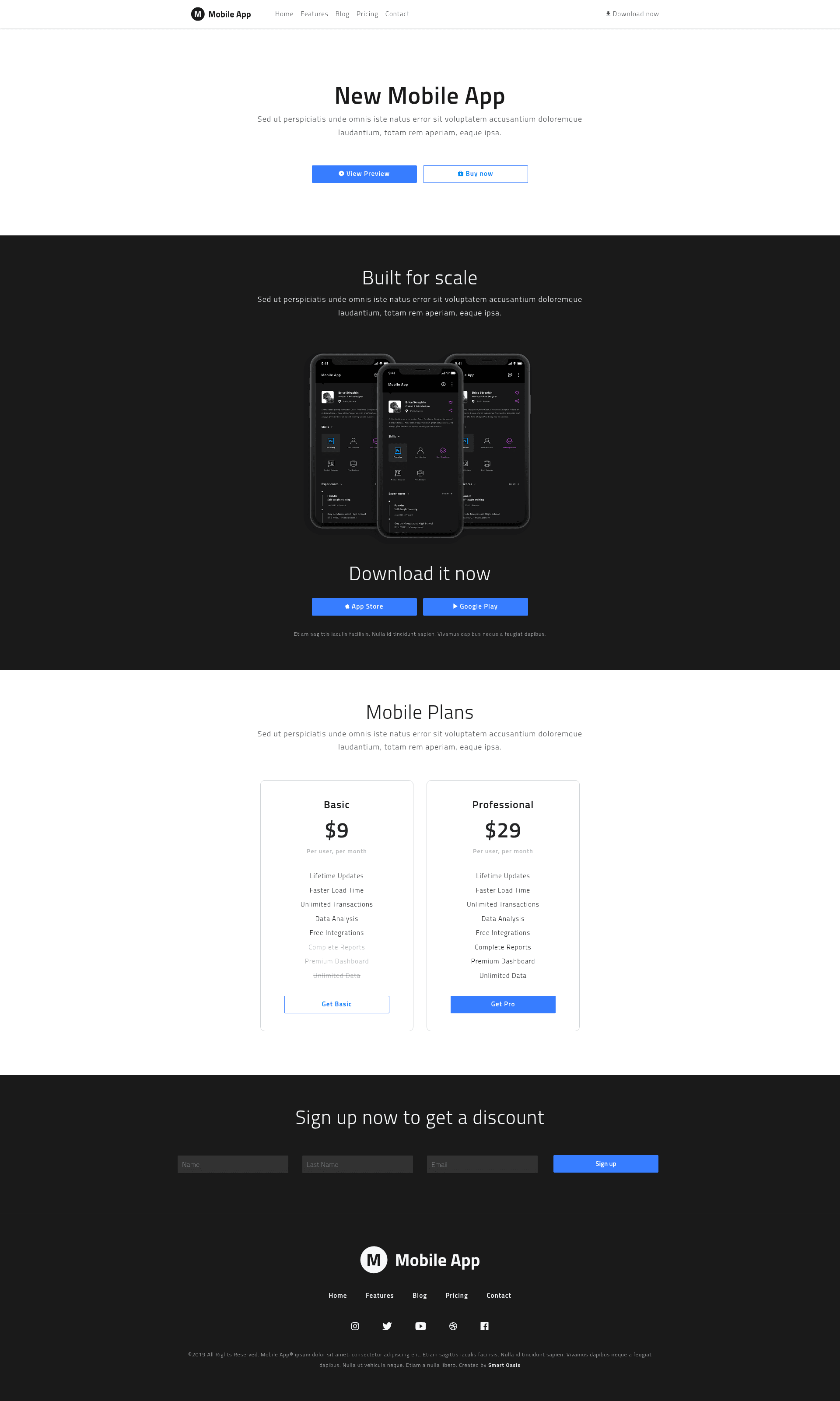 screenshot of Mobile App on template0.com