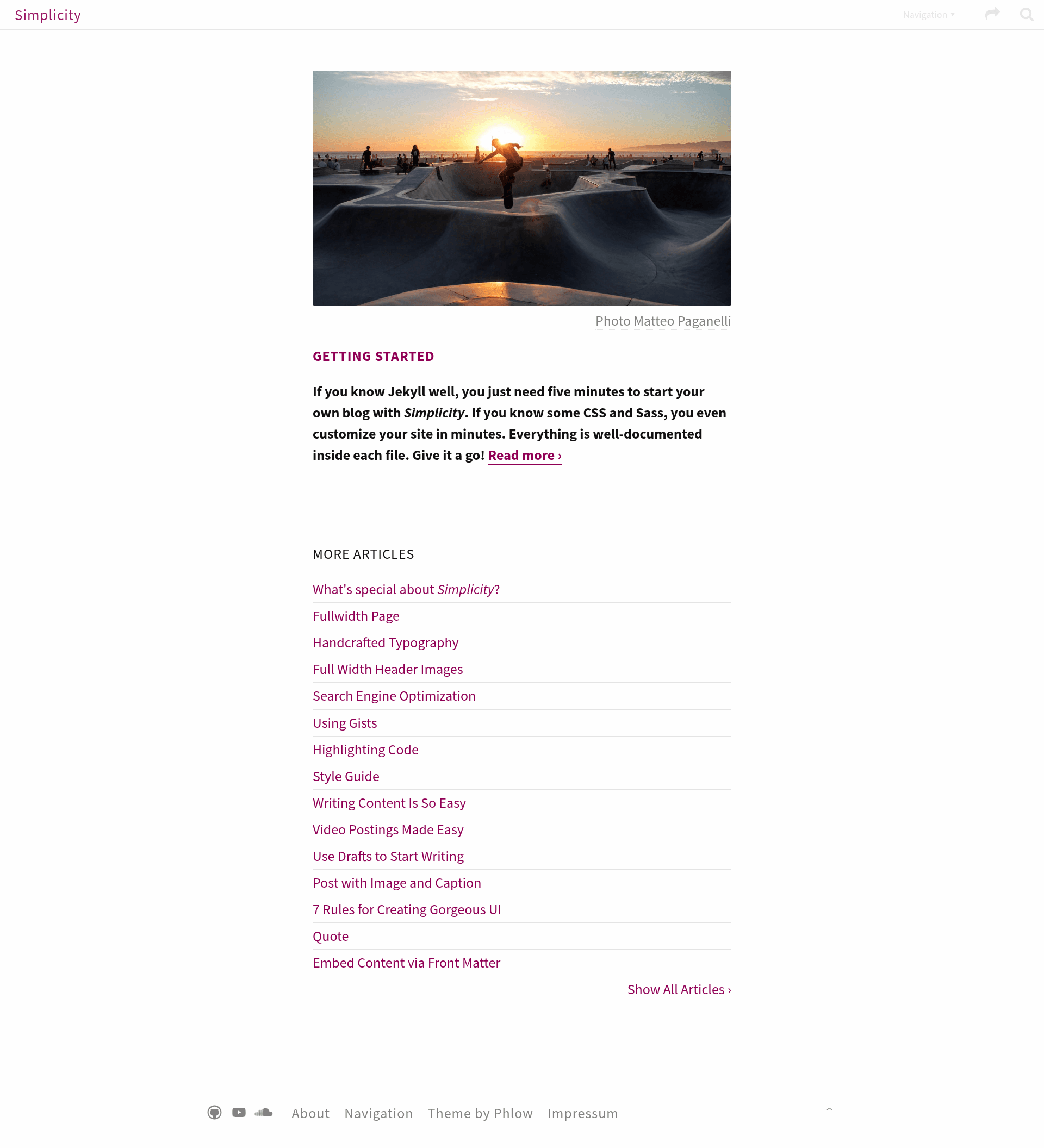 screenshot of Simplicity on template0.com