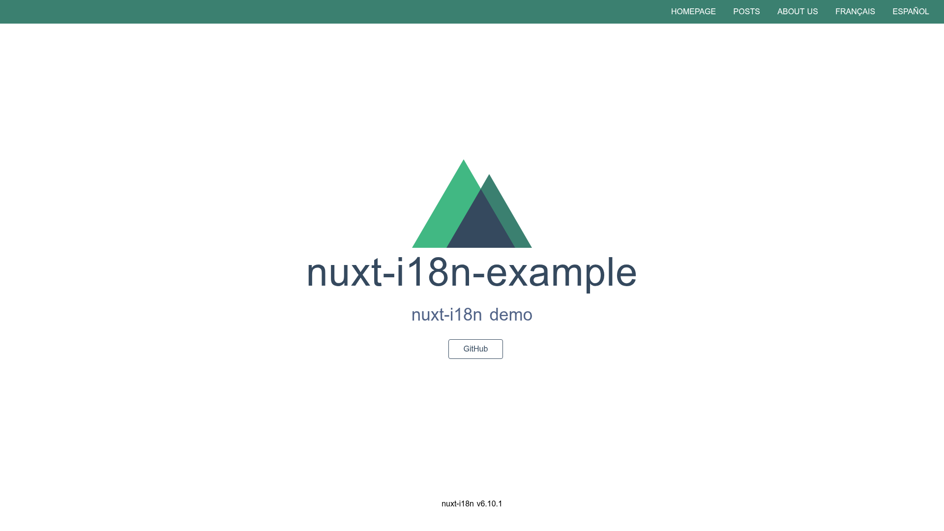 screenshot of Nuxt I18n Example on template0.com